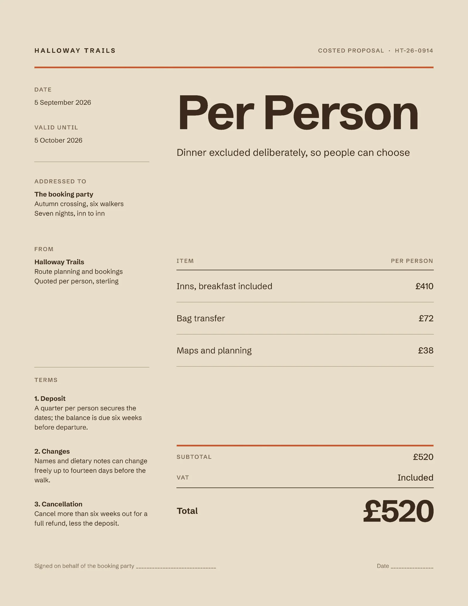 Costed Proposal — 2-page Proposal template, page 2 of 2
