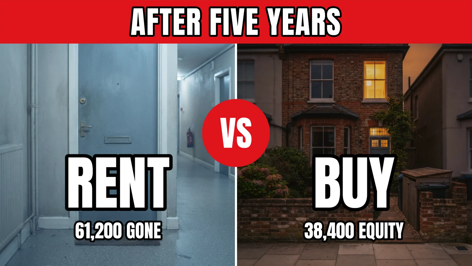 Rent Or Buy Comparison YouTube Thumbnail — 16:9 Youtube thumbnail template