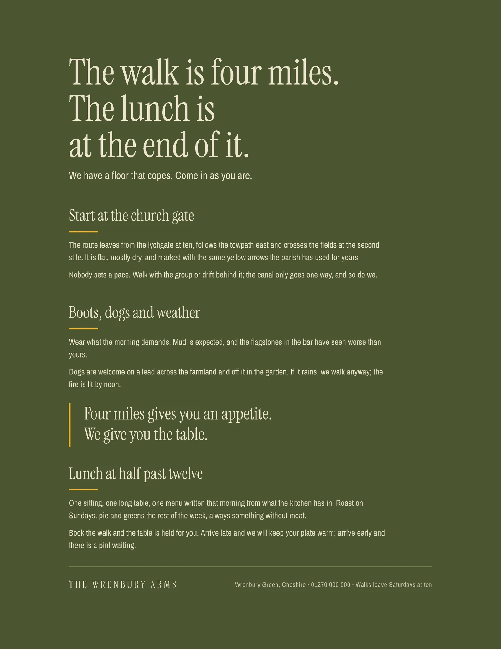 Walk Then Lunch One Pager — Letter One pager template