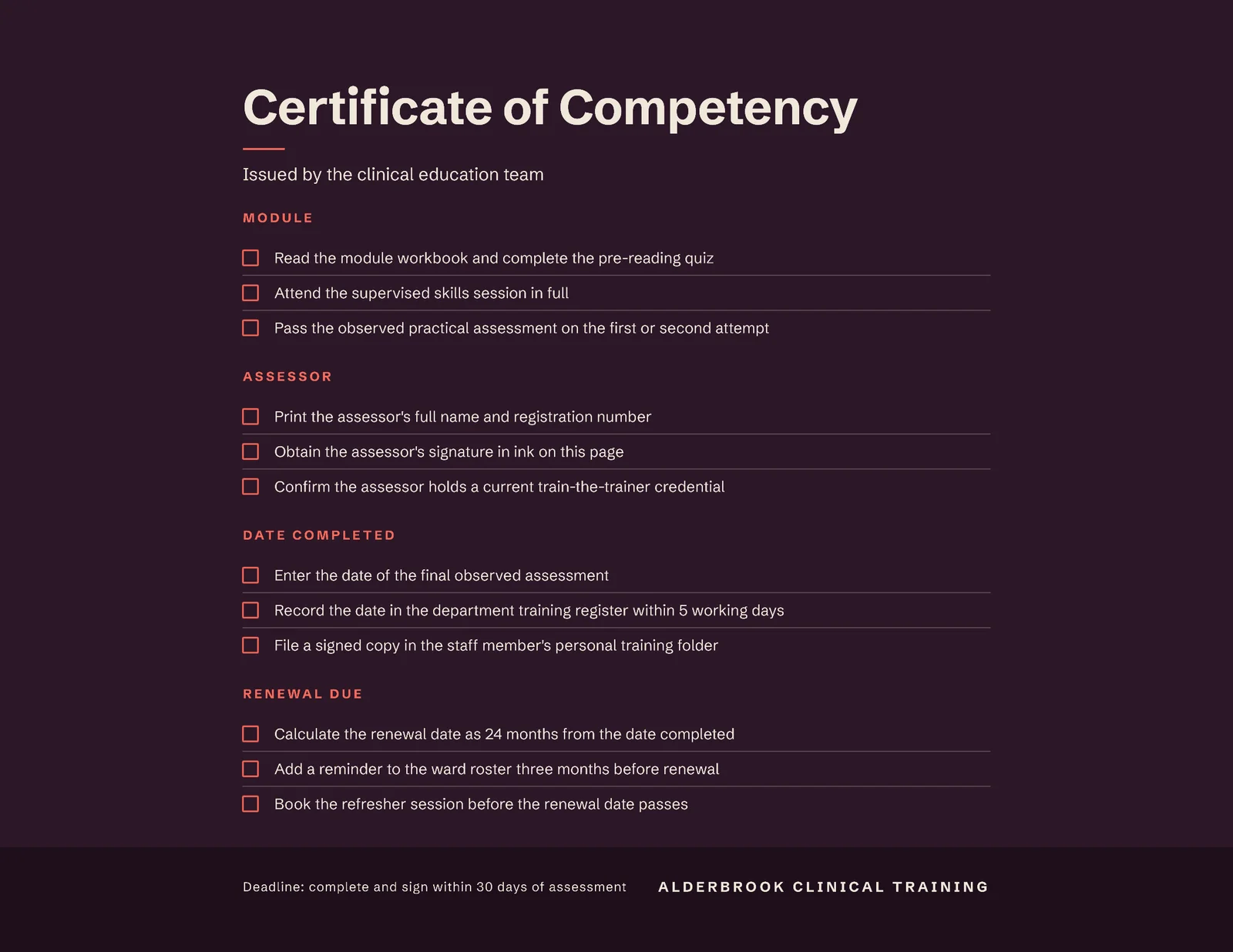 Competency Certificate — Letter landscape Certificate template