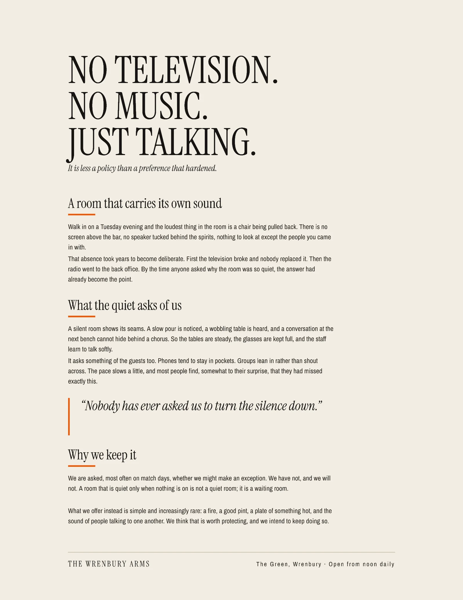 No Television One Pager — 2-page One pager template, page 1 of 2