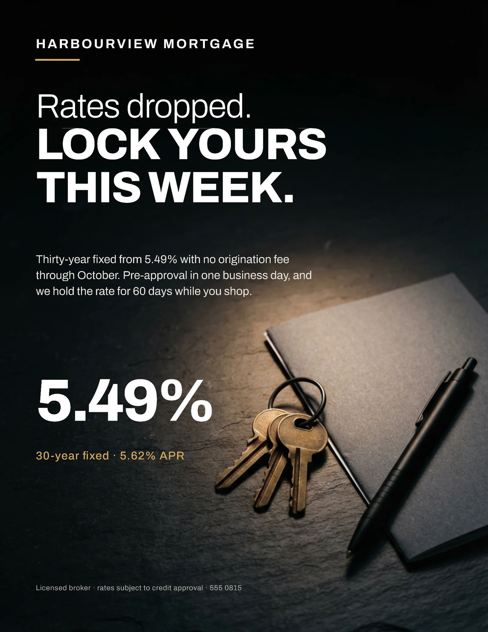 Dark Rate Hero Mortgage Rate Drop Flyer — Letter Flyer template