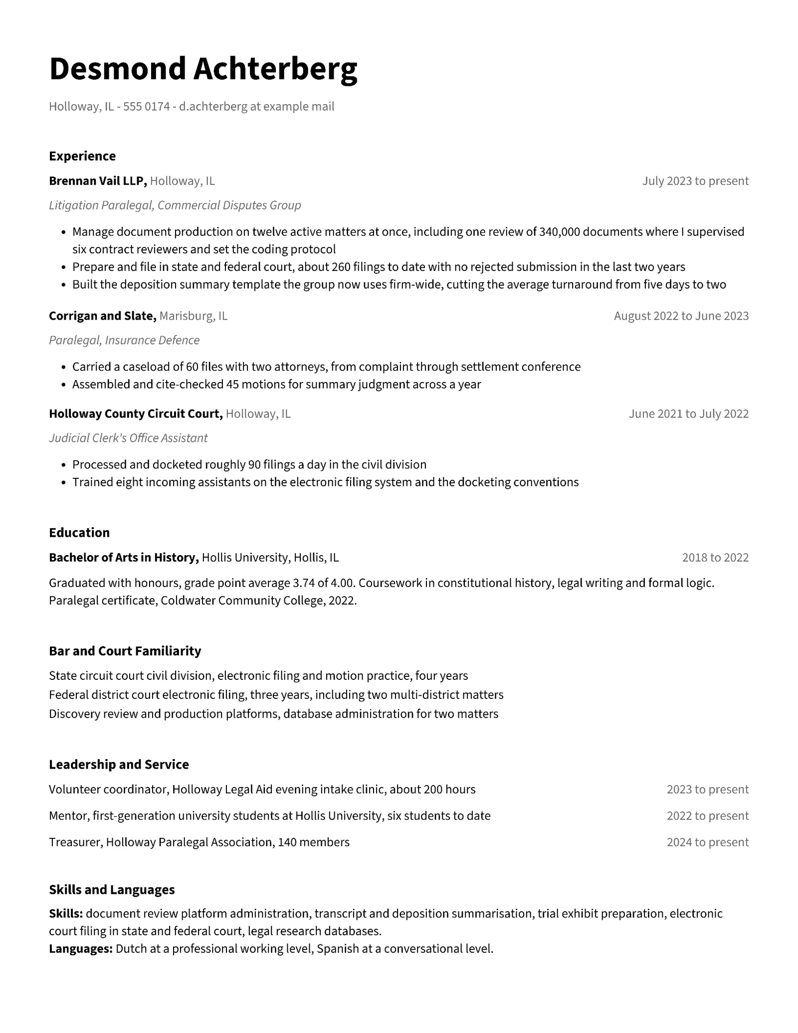 Paralegal Law School Application Resume — Letter Resume template