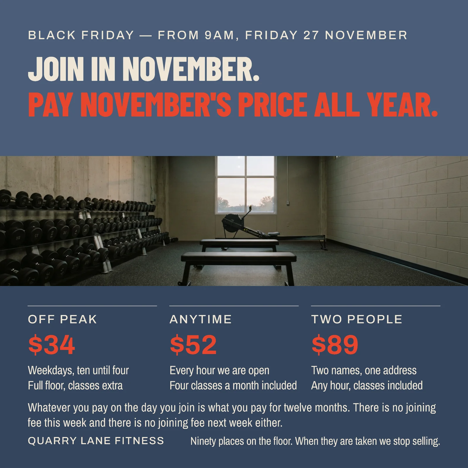Slate Three Band Gym Black Friday Instagram Ad — 1:1 Instagram ad template