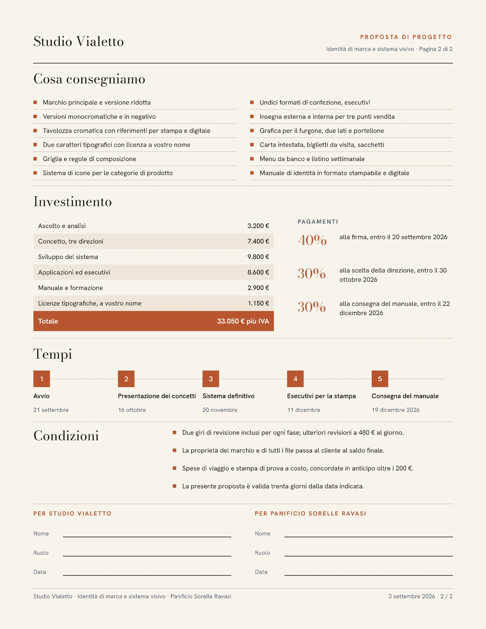Terracotta Ink Fasi Progetto Identita Di Marca Proposal — 2-page Proposal template, page 2 of 2
