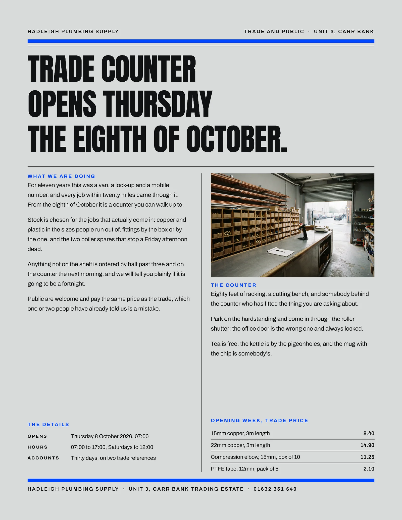 Newsprint Classified Columns Plumbing Grand Opening Invitation — Letter Invitation template