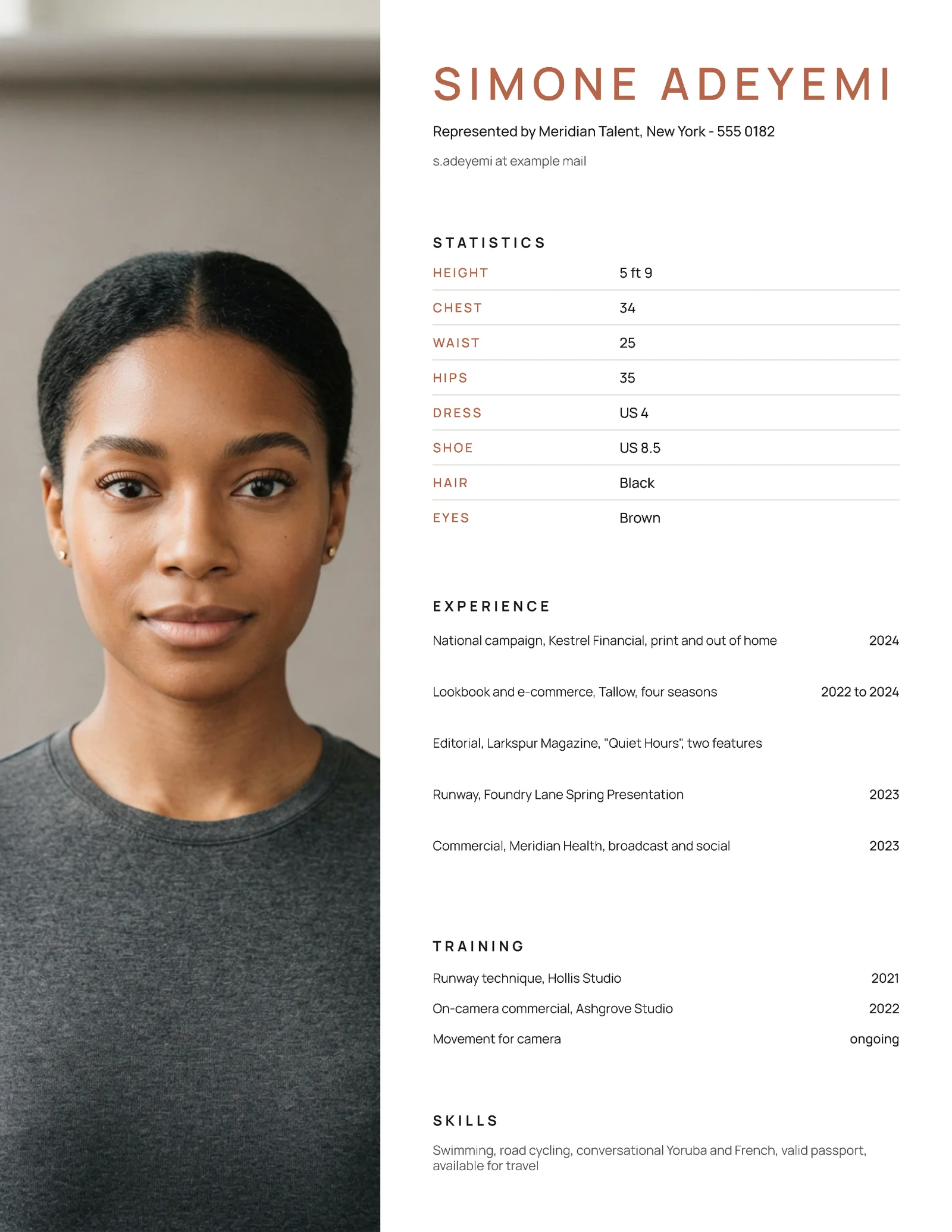 Model Resume — Letter Resume template