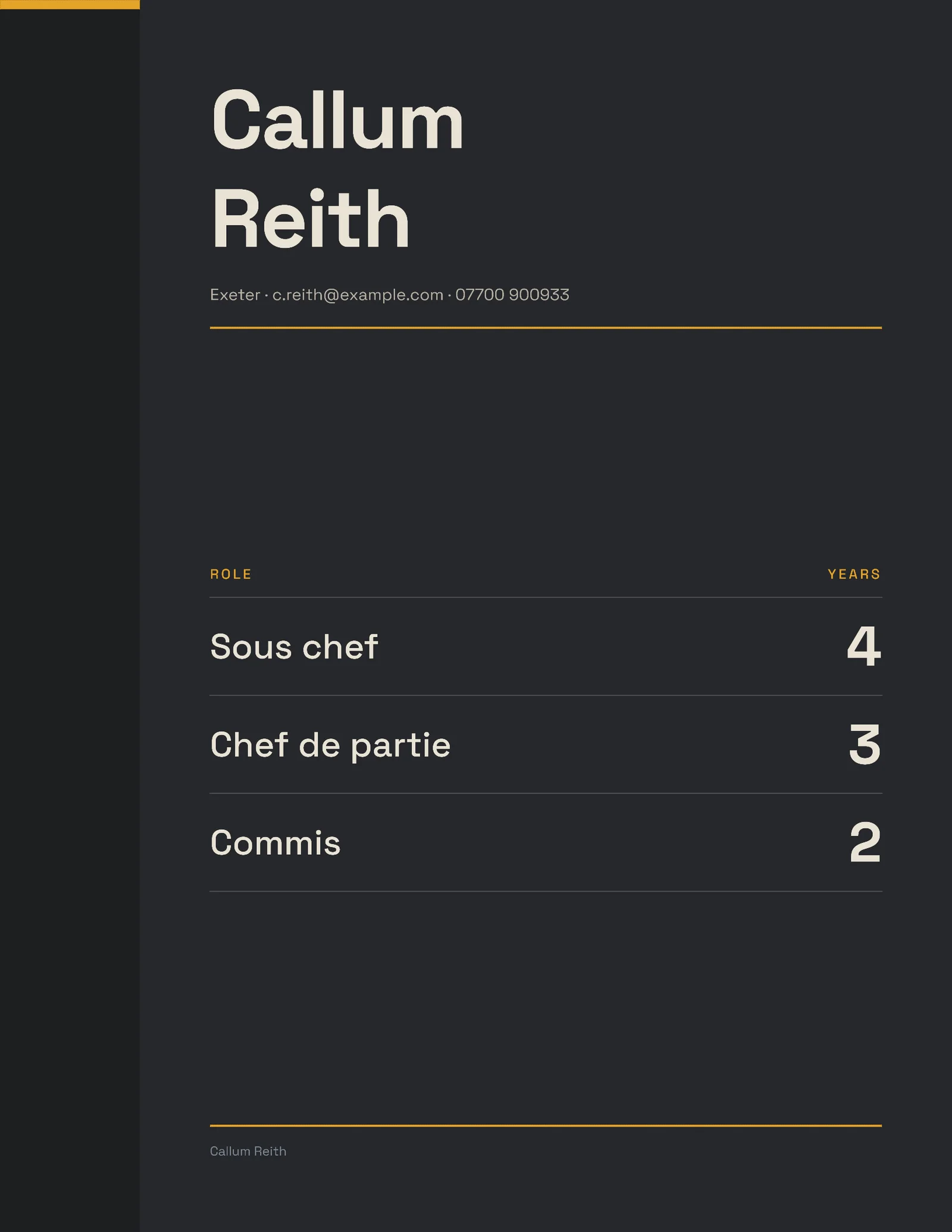 Sous Chef Resume — 2-page Resume template, page 2 of 2