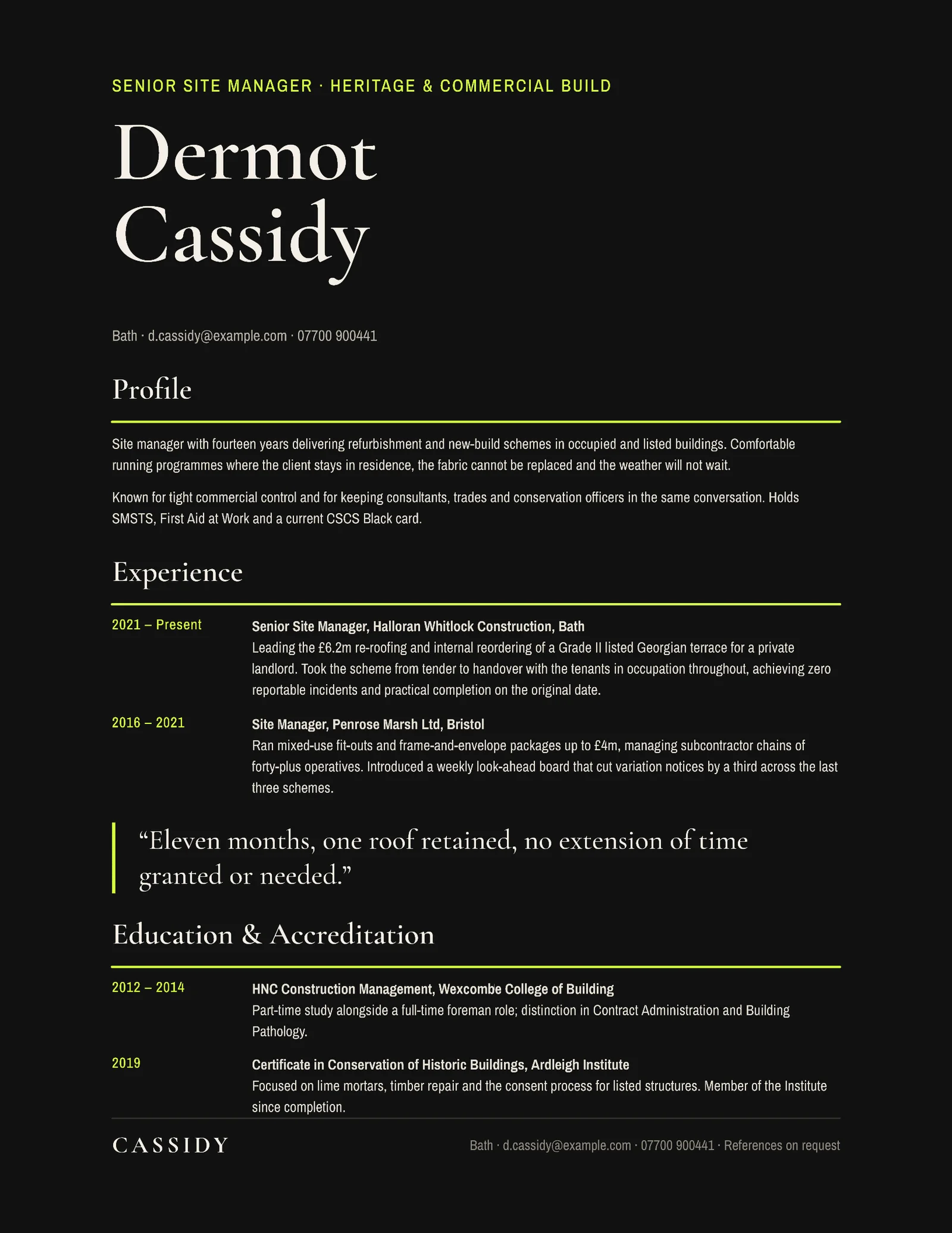 Project Manager Resume — 2-page Resume template, page 1 of 2
