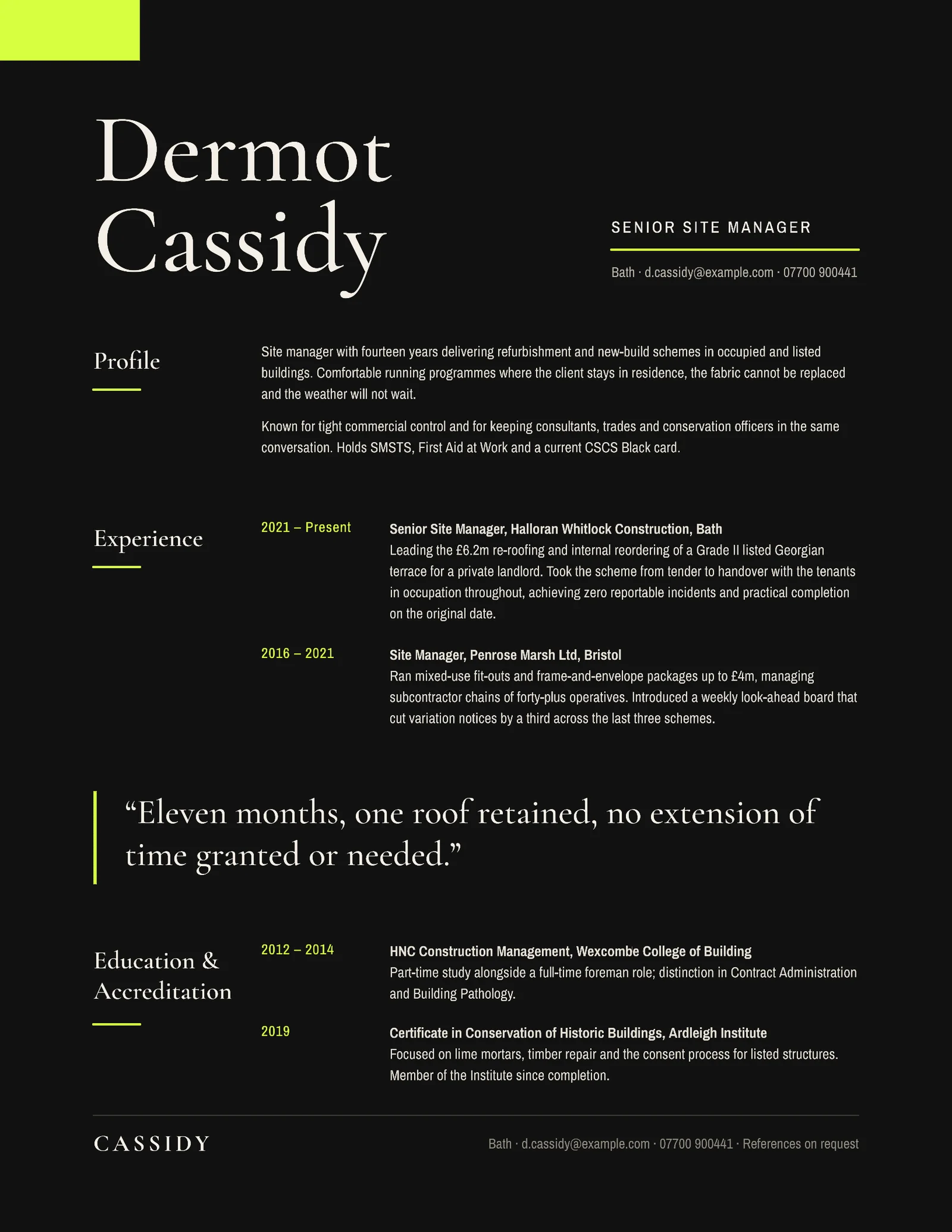 Project Manager Resume — 2-page Resume template, page 2 of 2
