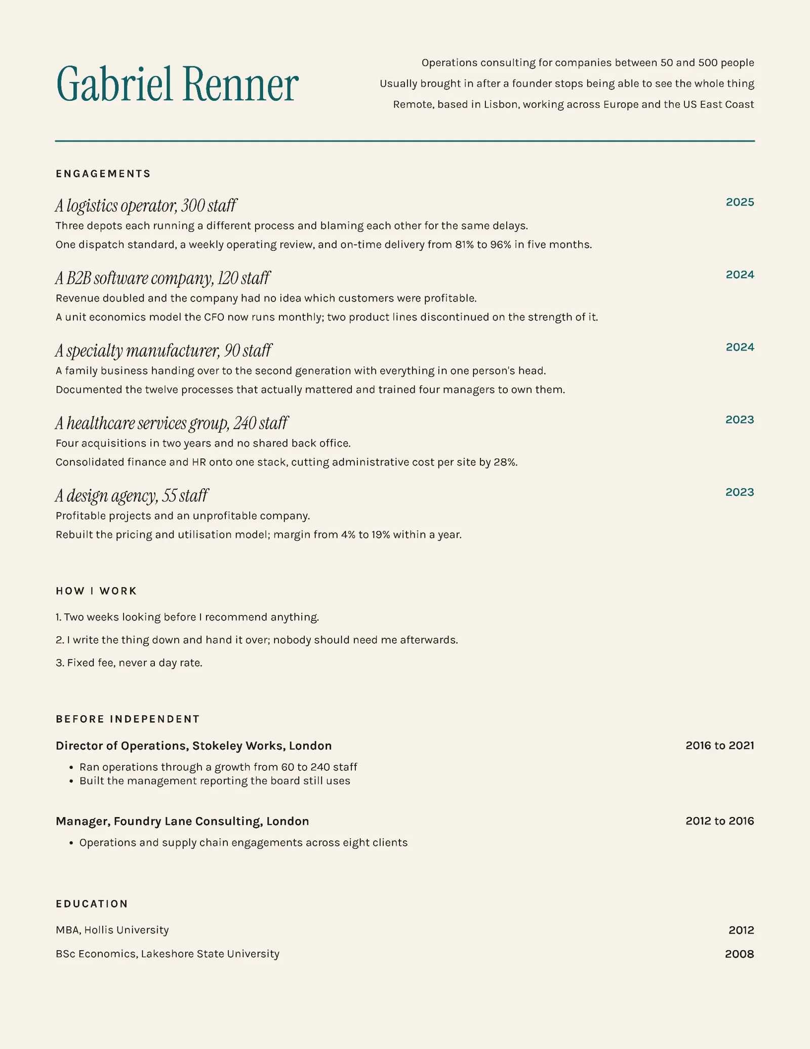 Freelance Consultant Resume — Letter Resume template