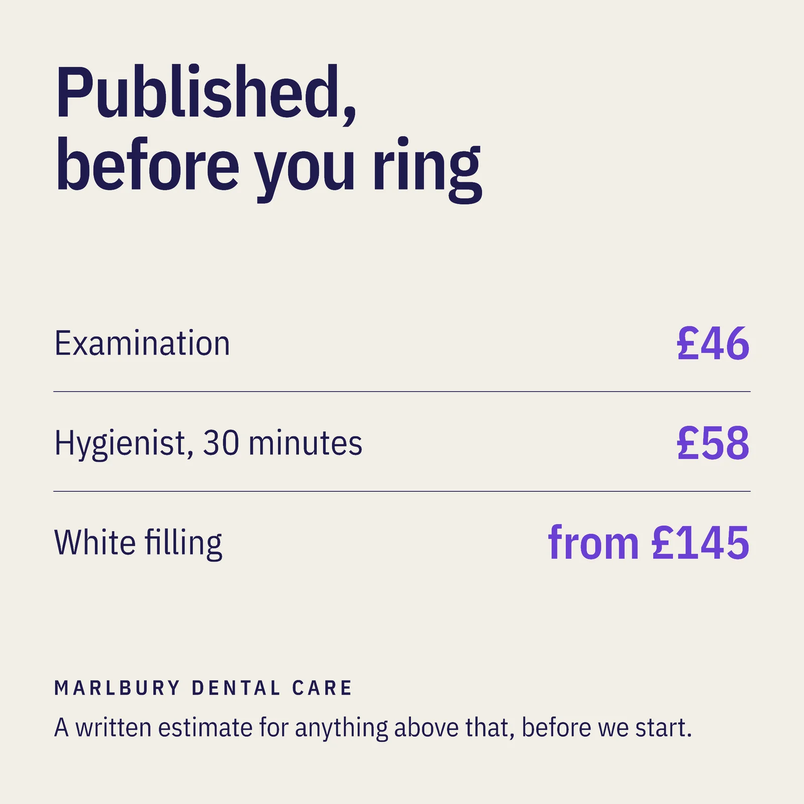 Published Prices Facebook Post — 1:1 Facebook post template
