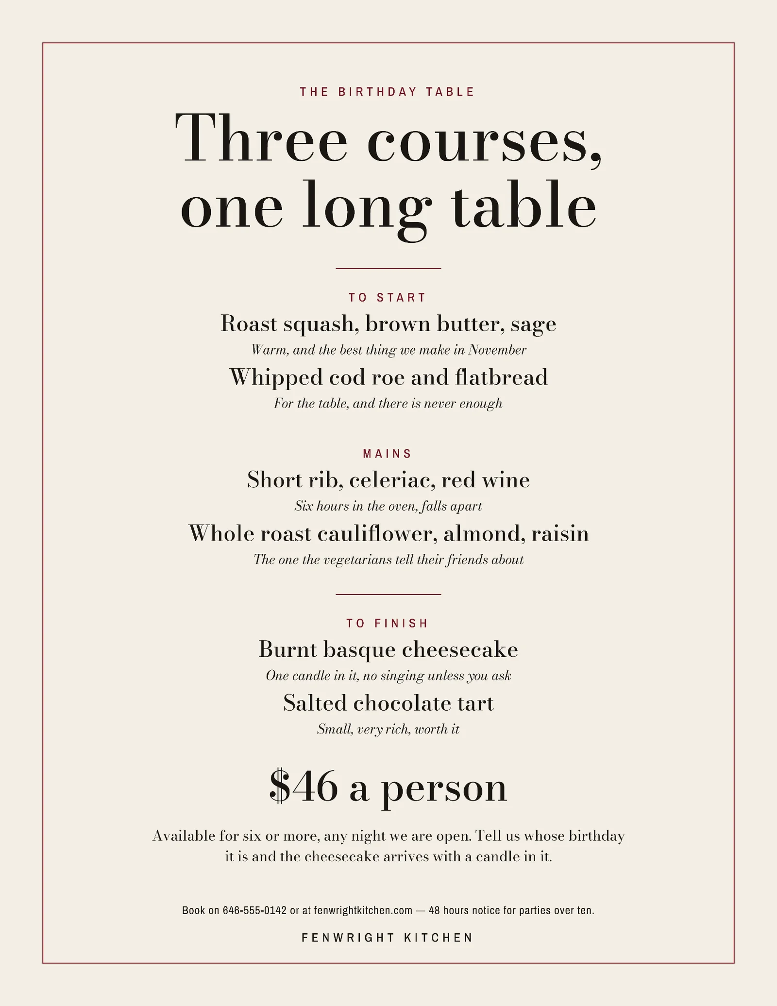 Bone Menu Card Restaurant Birthday Set Menu Flyer — Letter Flyer template