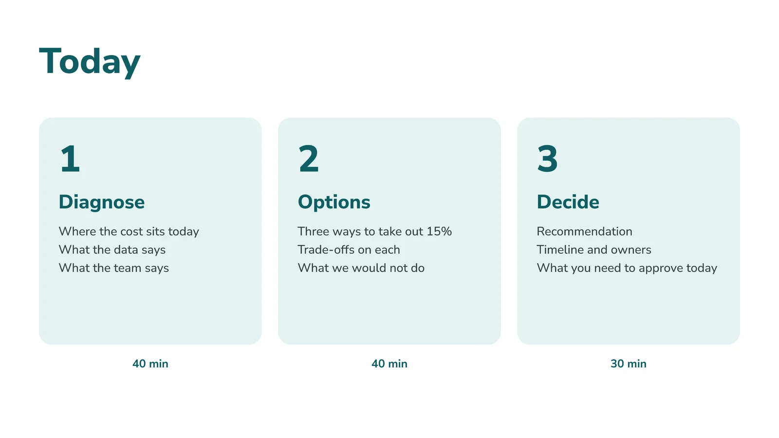 Three Part Agenda Slide — 16:9 Slide template