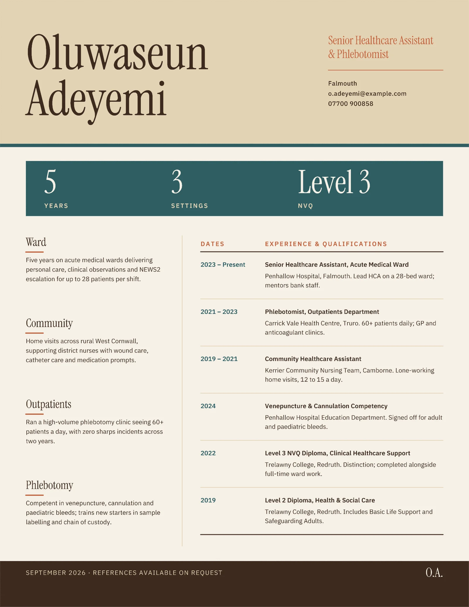 Healthcare Assistant Resume — 2-page Resume template, page 2 of 2