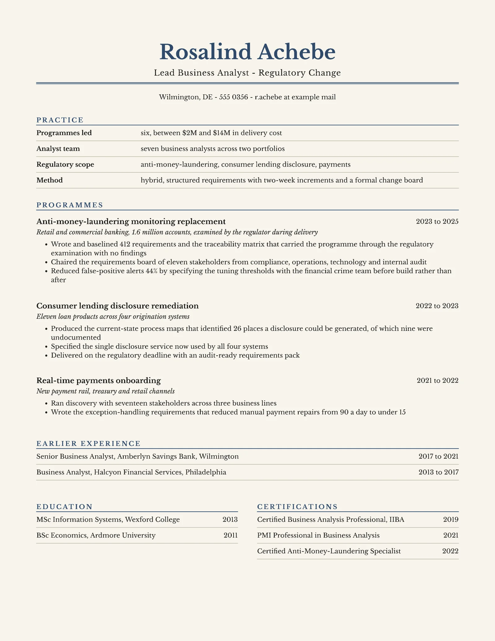 Requirements Lead Resume — Letter Resume template