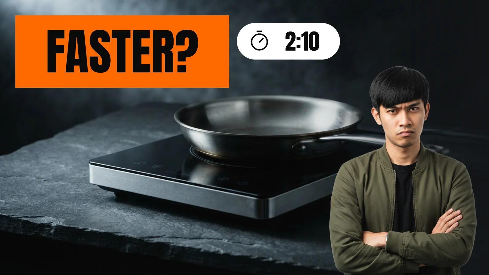 Induction Cooktop Test YouTube Thumbnail — 16:9 Youtube thumbnail template