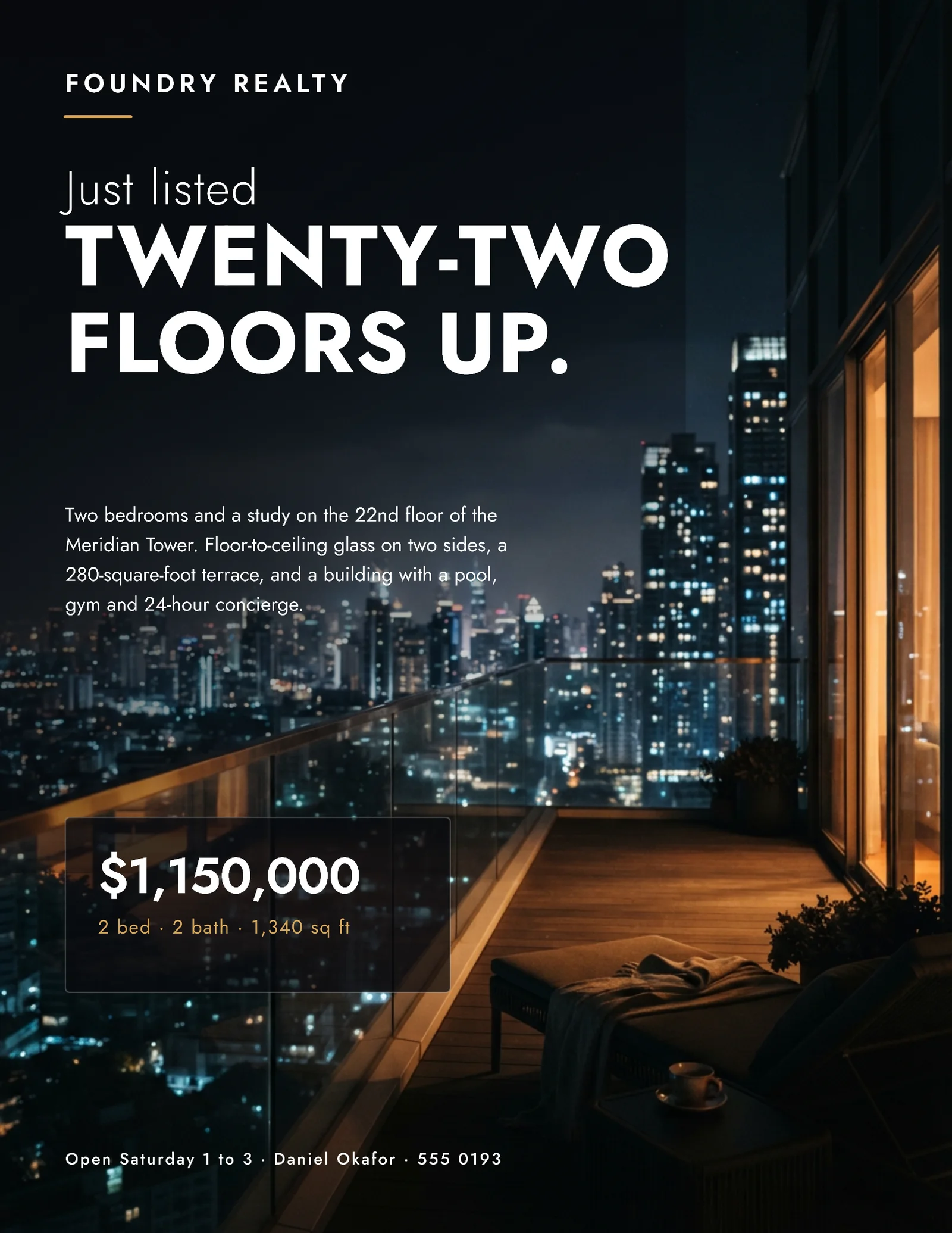Dark Skyline Downtown Condo Listing Flyer — Letter Flyer template