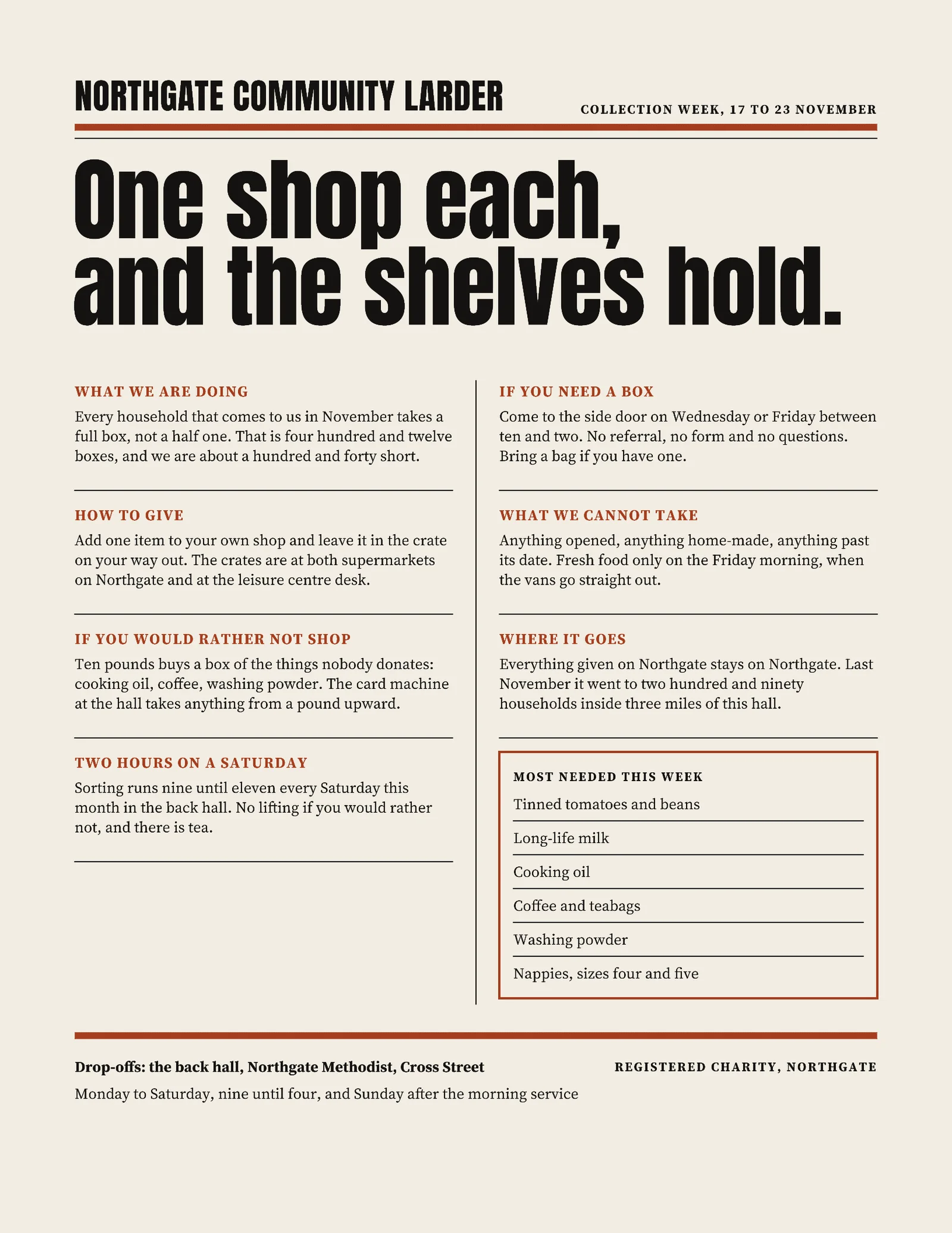 Newsprint Classified Community Larder Food Drive Flyer — Letter Flyer template