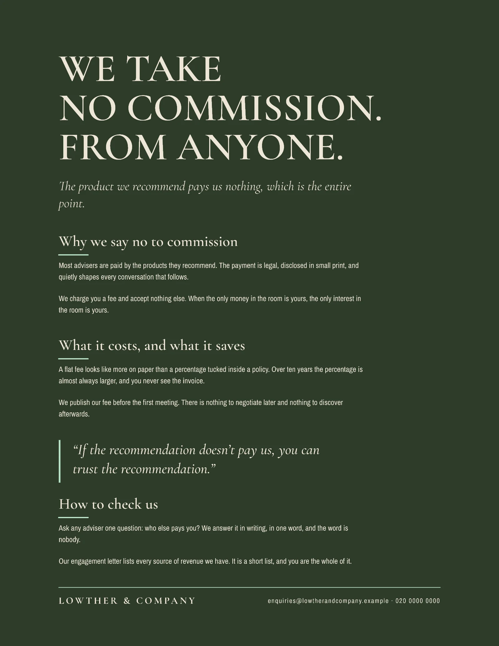 No Commission Quote — 2-page Quote template, page 1 of 2