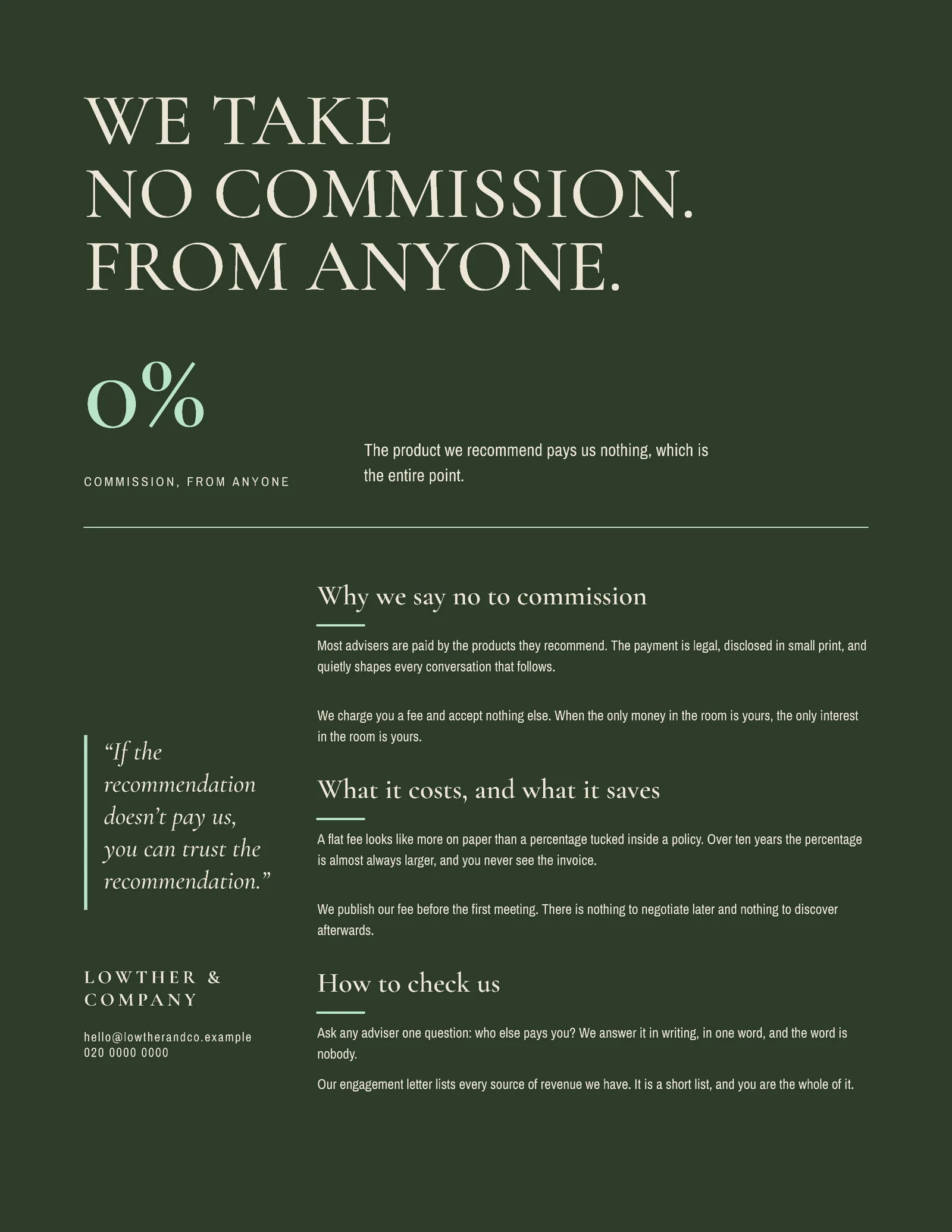 No Commission Quote — 2-page Quote template, page 2 of 2