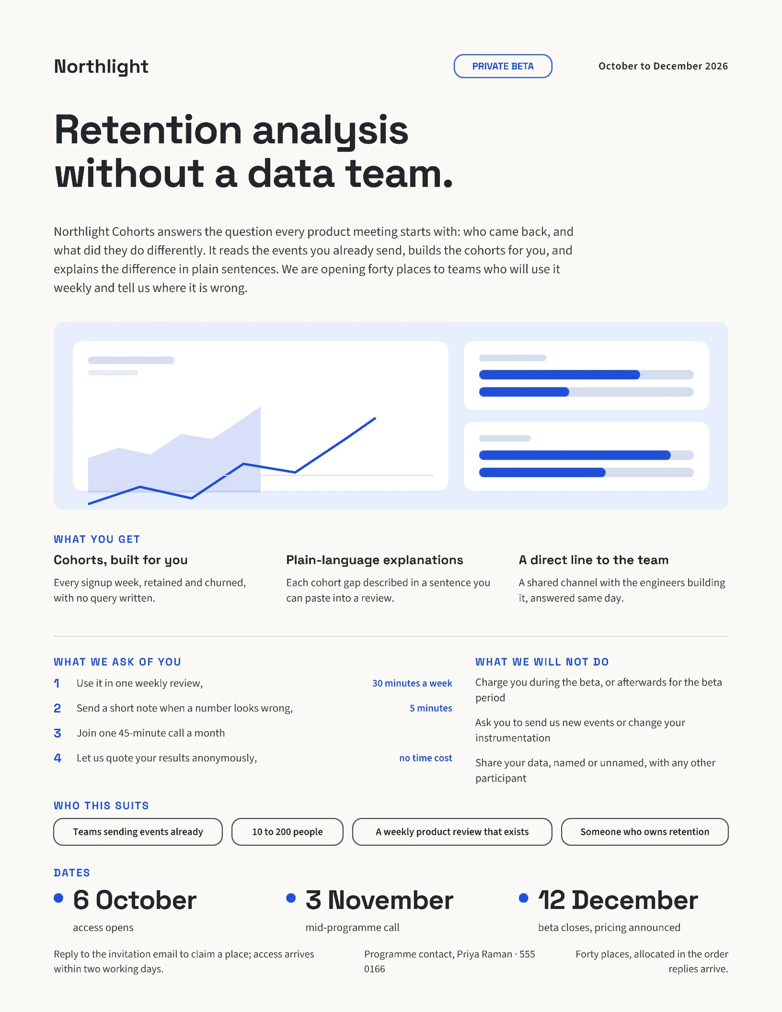 Cobalt Beta Invite Product Analytics One Pager — 2-page One pager template, page 1 of 2