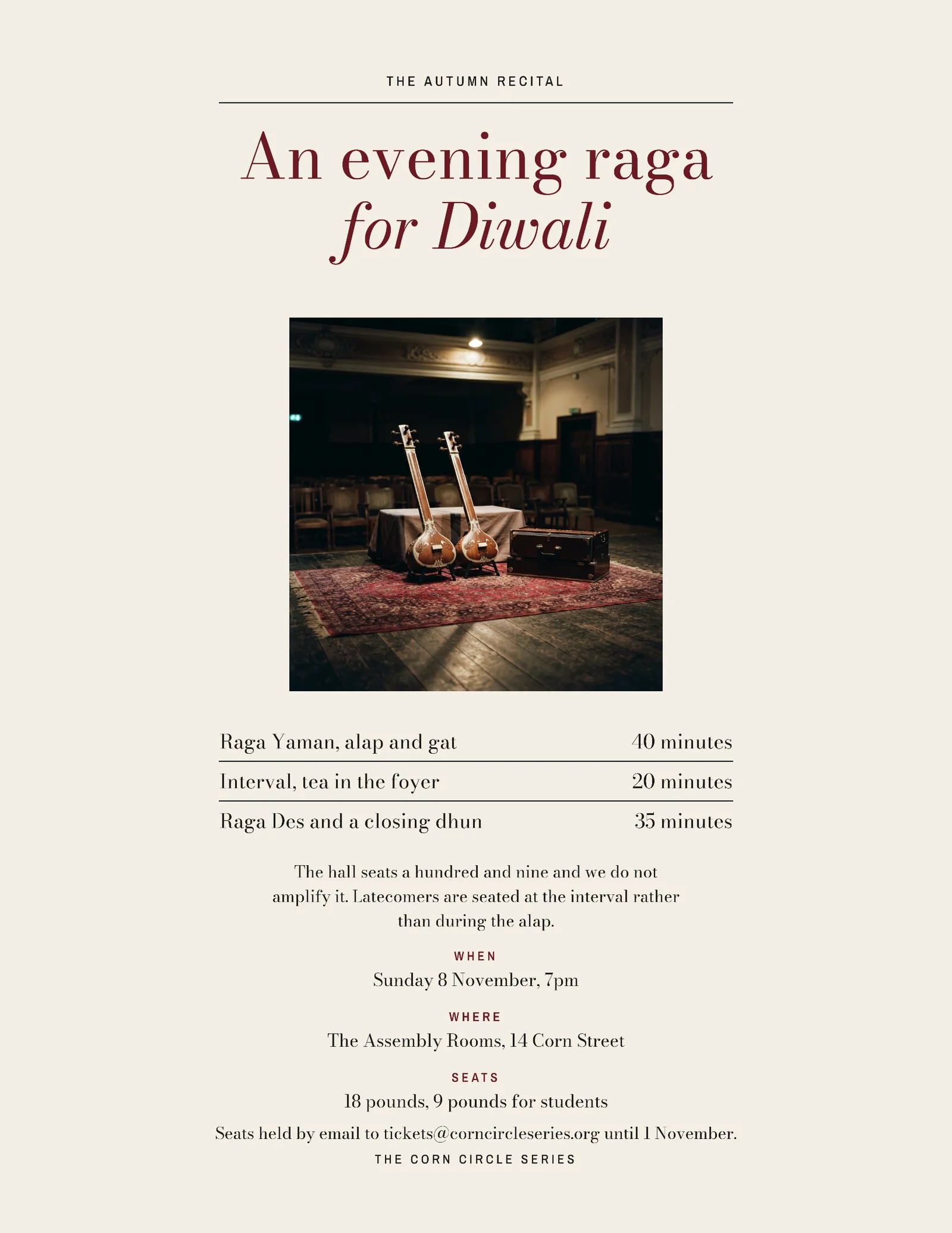 Concert Society Diwali Recital Invitation — Letter Invitation template