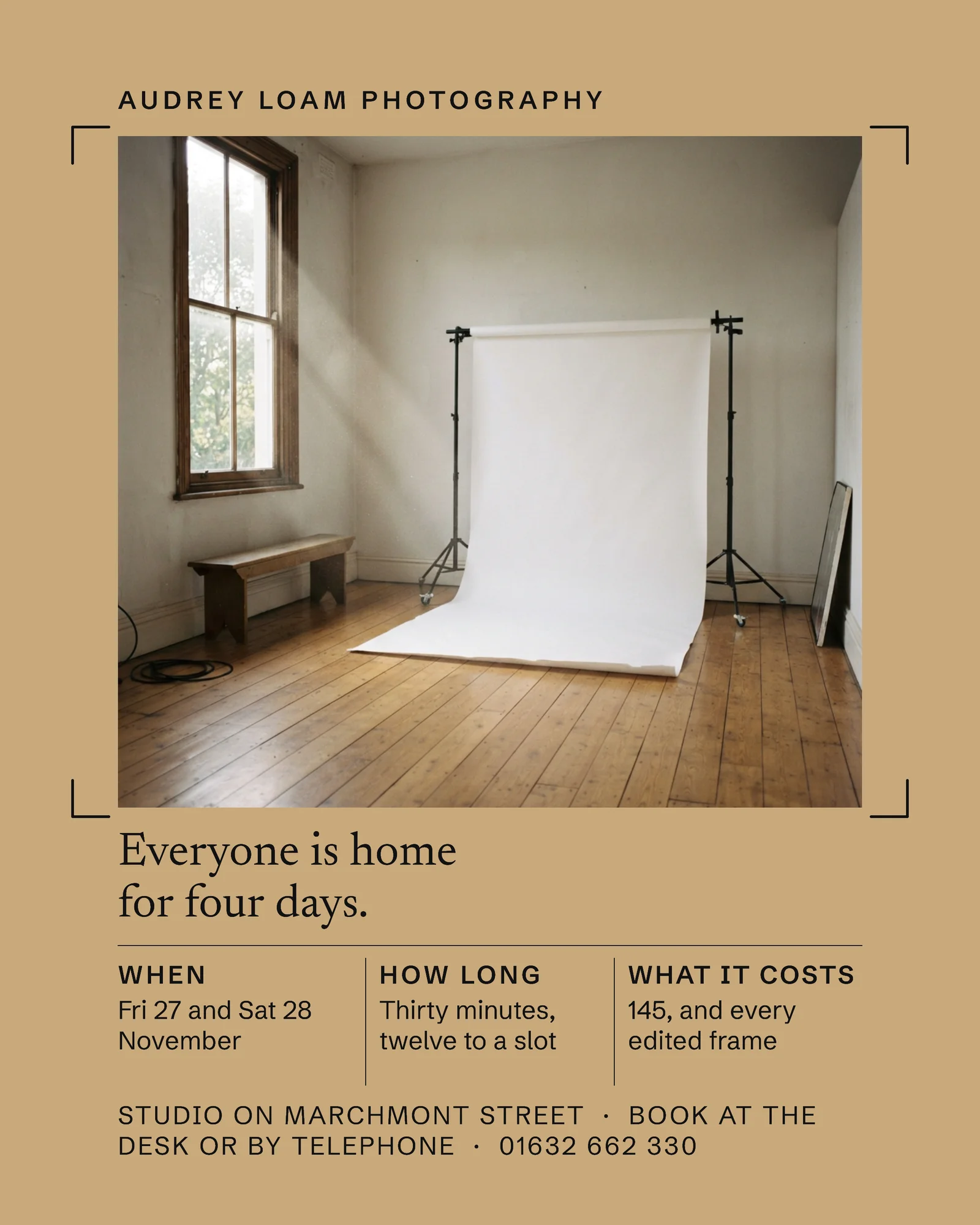 Tan Corner Marks Photographer Thanksgiving Sessions Instagram Ad — 4:5 Instagram ad template