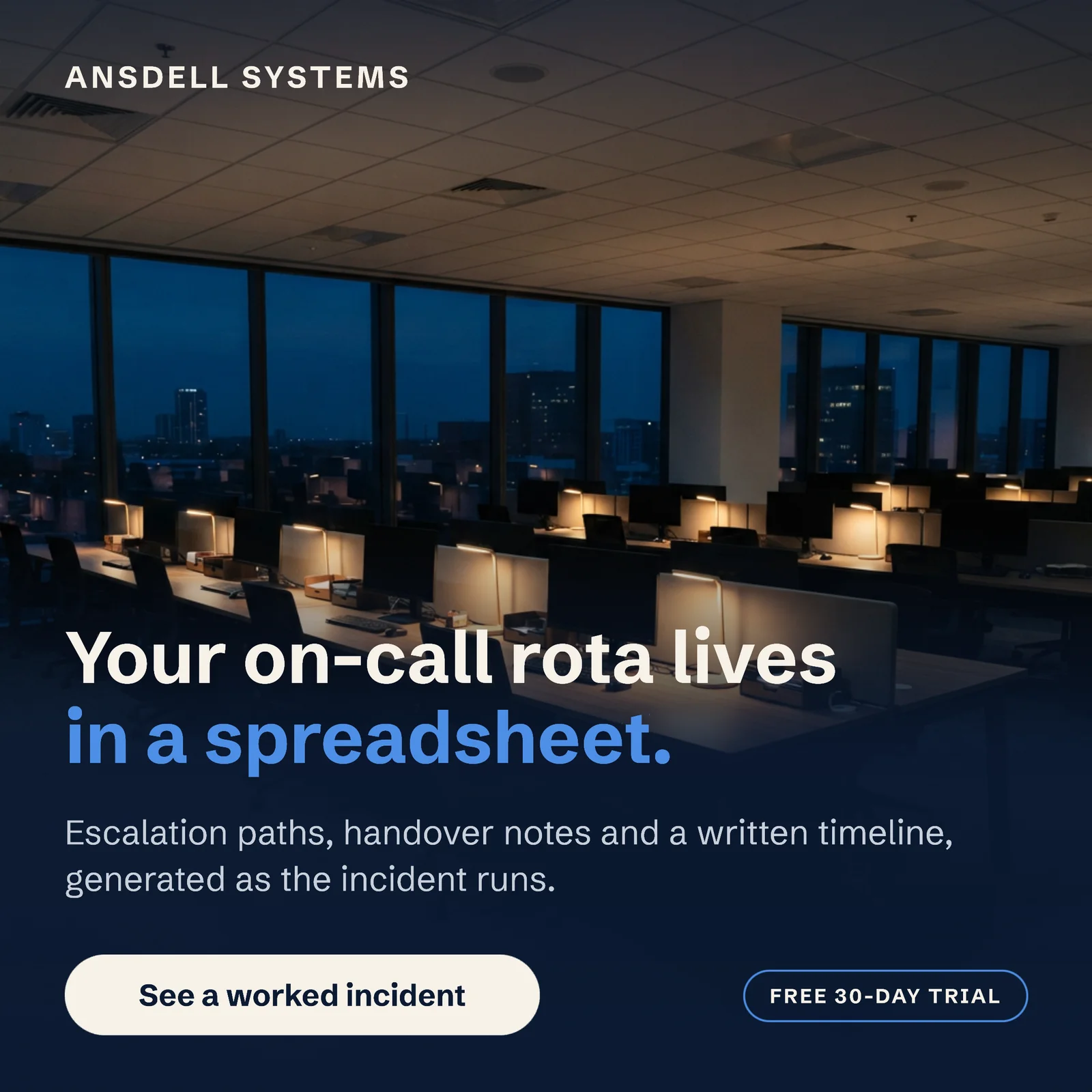 Office dusk incident trial — 1:1 Instagram ad template