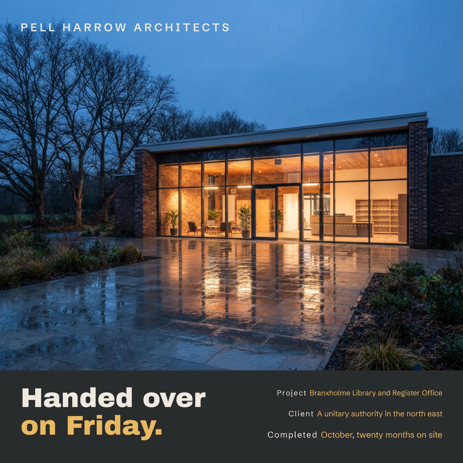 Architects Dusk Handover Caption LinkedIn Post — 1:1 LinkedIn post template