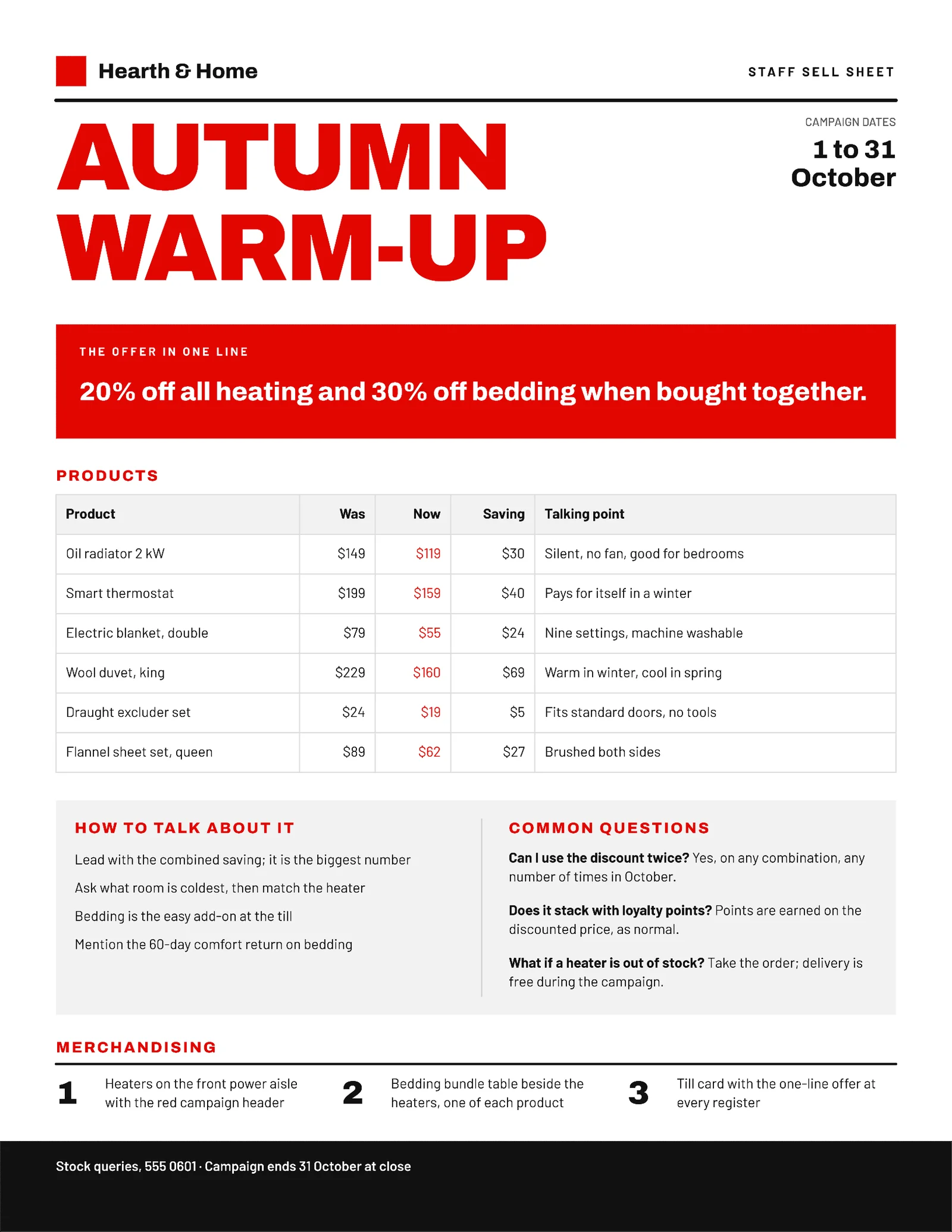 Staff Sell Sheet Retail Seasonal Promotion — 2-page One pager template, page 2 of 2
