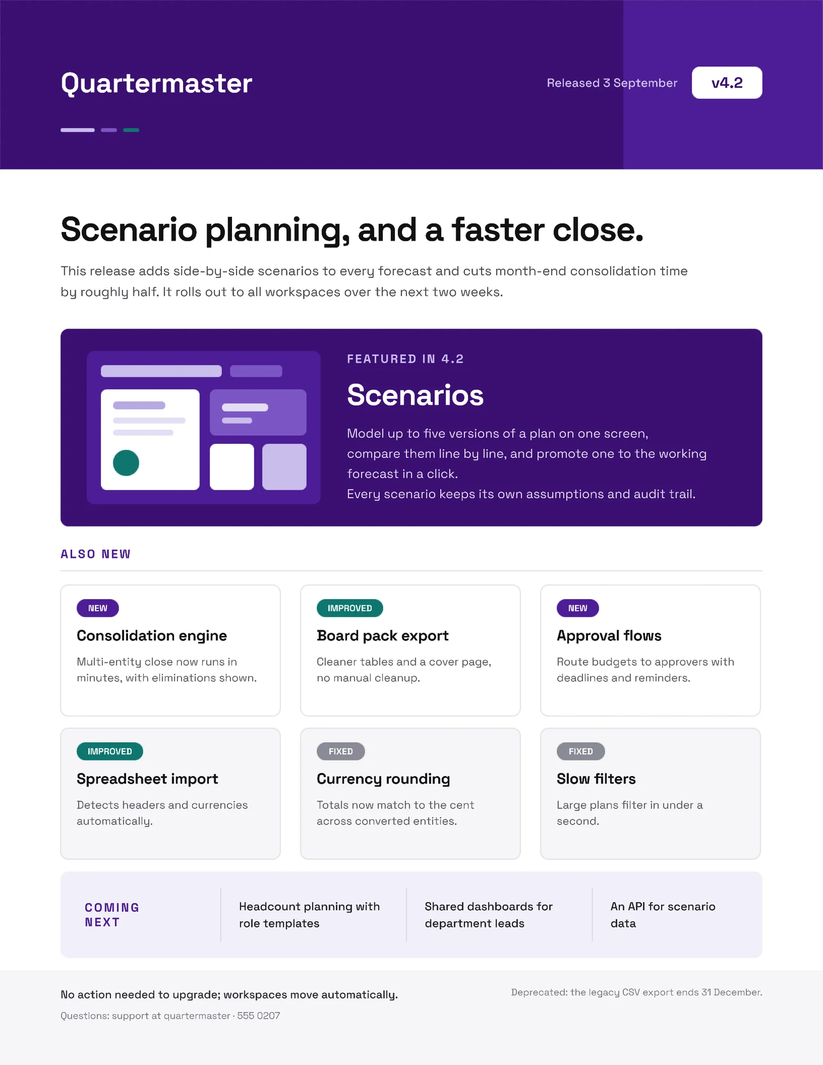Changelog Grid Software Release Notes — 2-page One pager template, page 2 of 2
