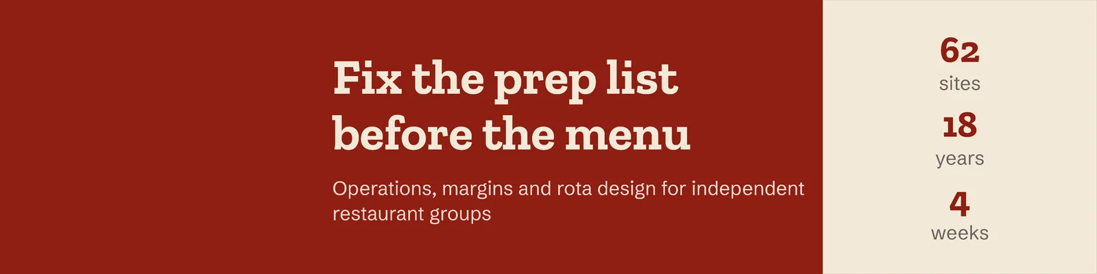 Ember Slab Serif Restaurant Operations Consultant LinkedIn Banner — 4:1 LinkedIn banner template