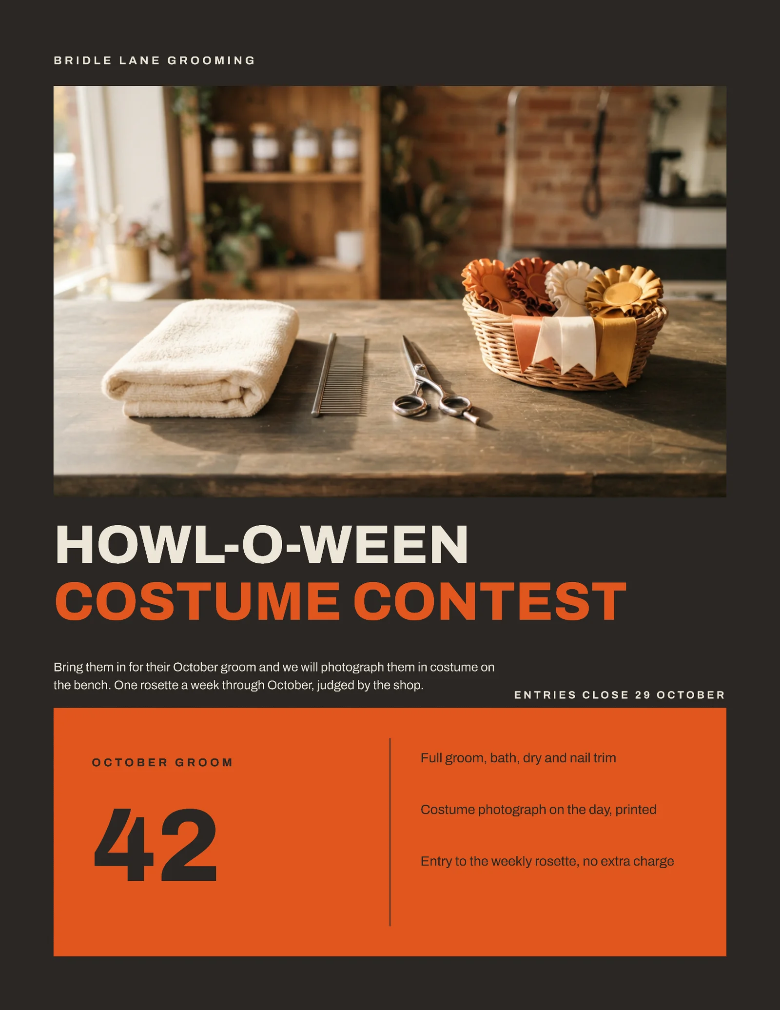 Ember Photo Card Howl-o-ween Grooming Flyer — Letter Flyer template