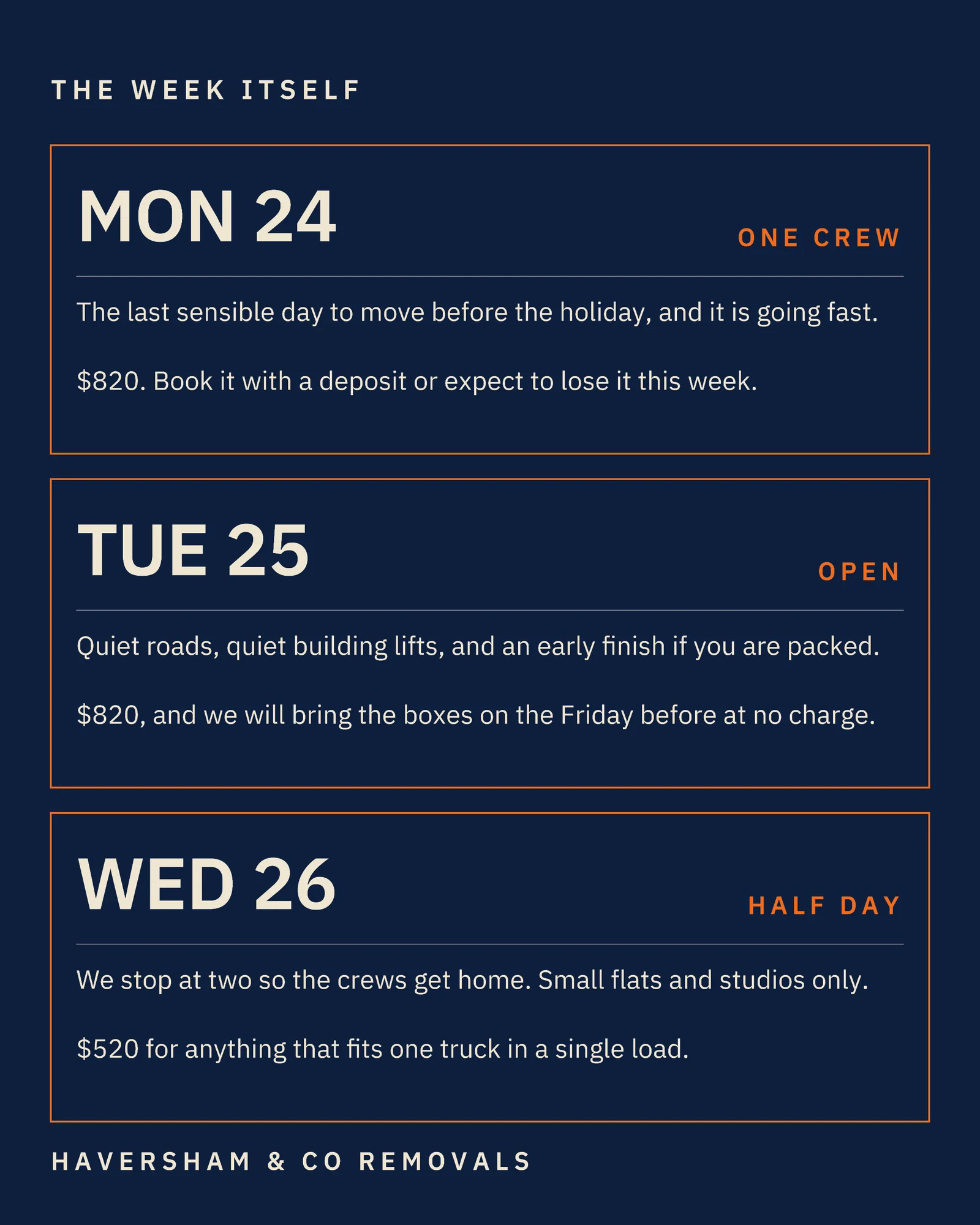 Ink Date Blocks Removals Thanksgiving Week Diary Instagram Carousel — 4-panel Instagram carousel carousel template, page 3 of 4