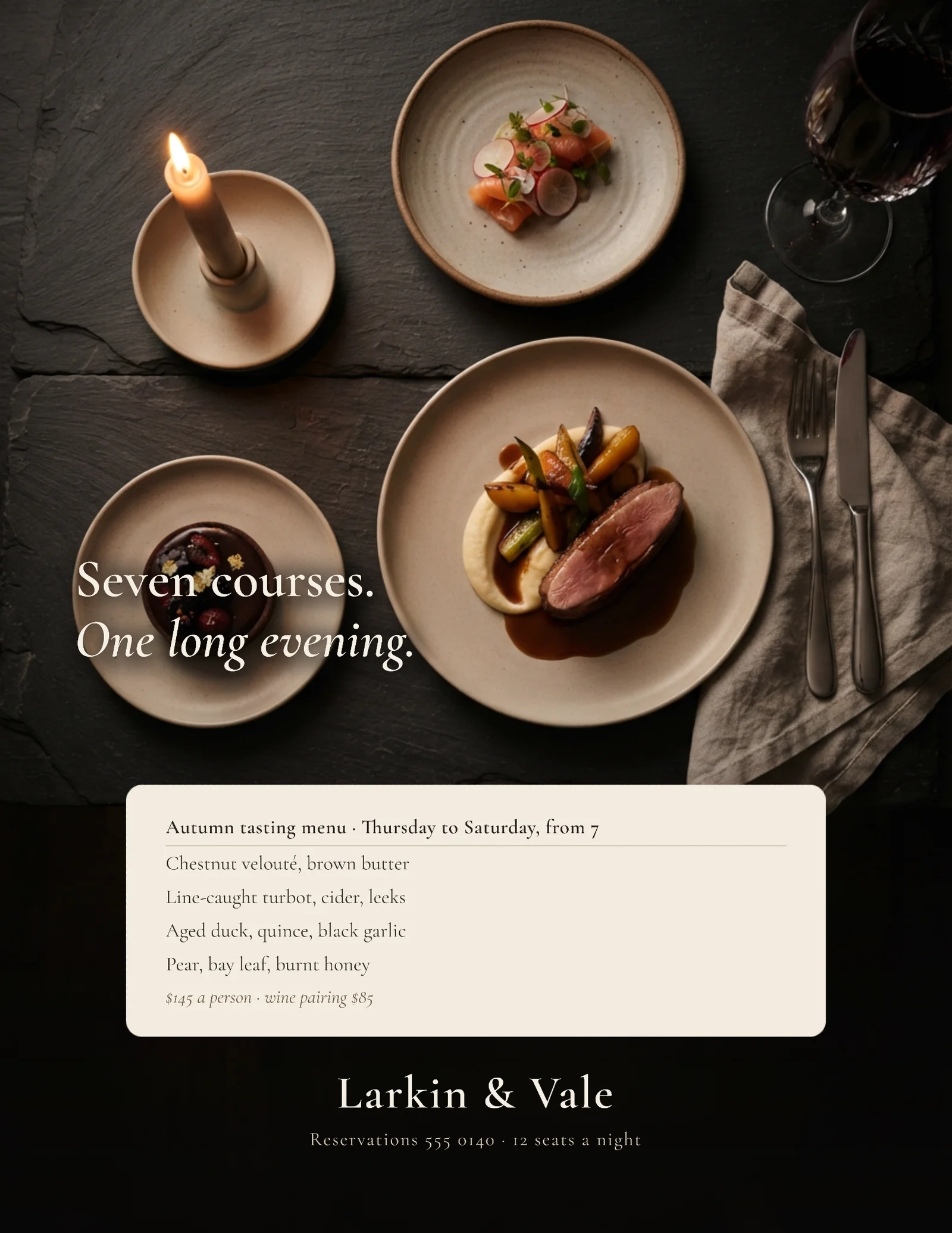 Overhead Menu Card Tasting Menu Flyer — Letter Flyer template