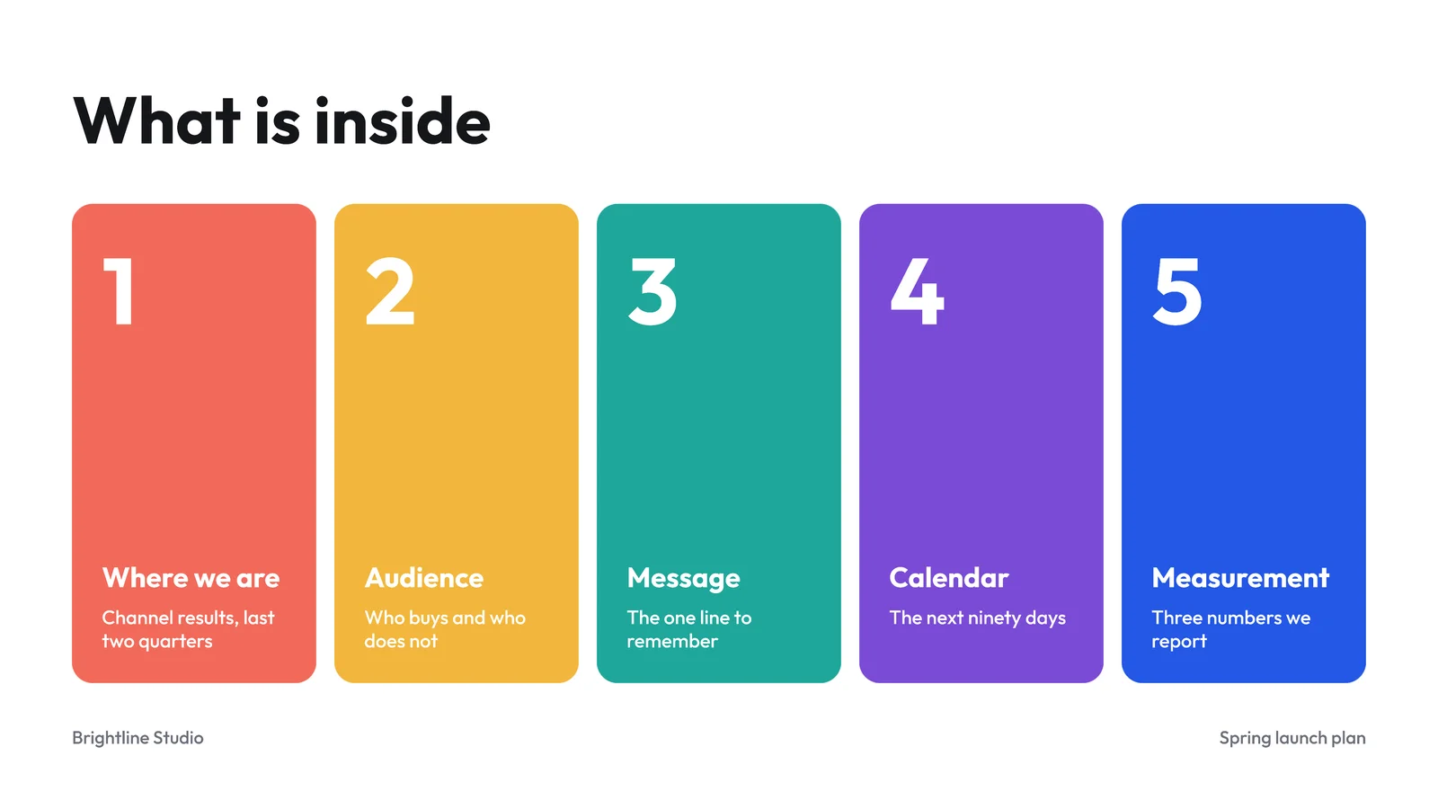Tile Row Contents Slide — 16:9 Slide template