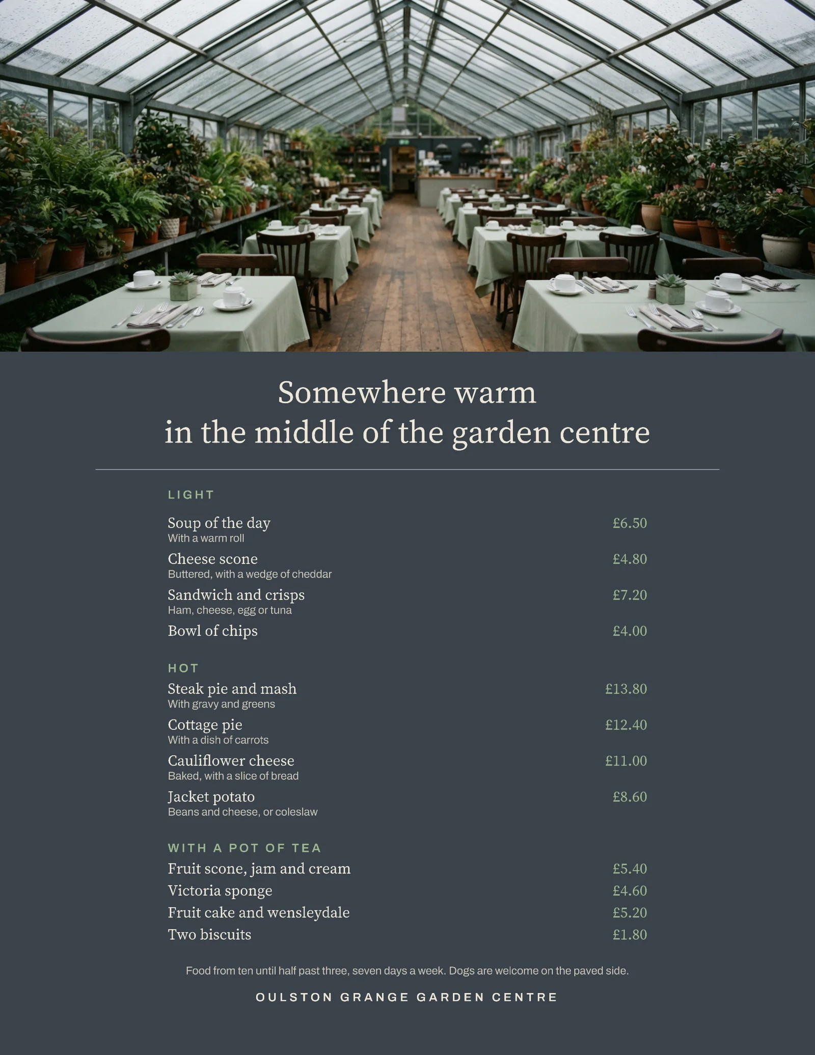 Garden Centre Restaurant Winter Menu — Letter Menu template