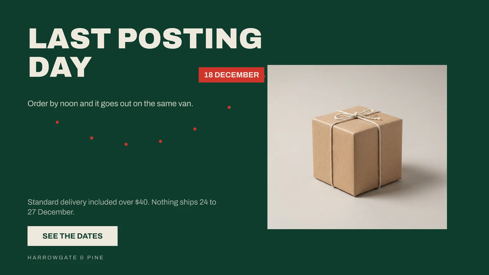 Pine Red Arc Callout Online Gift Shop Christmas Cutoff YouTube Ad — 16:9 YouTube ad template