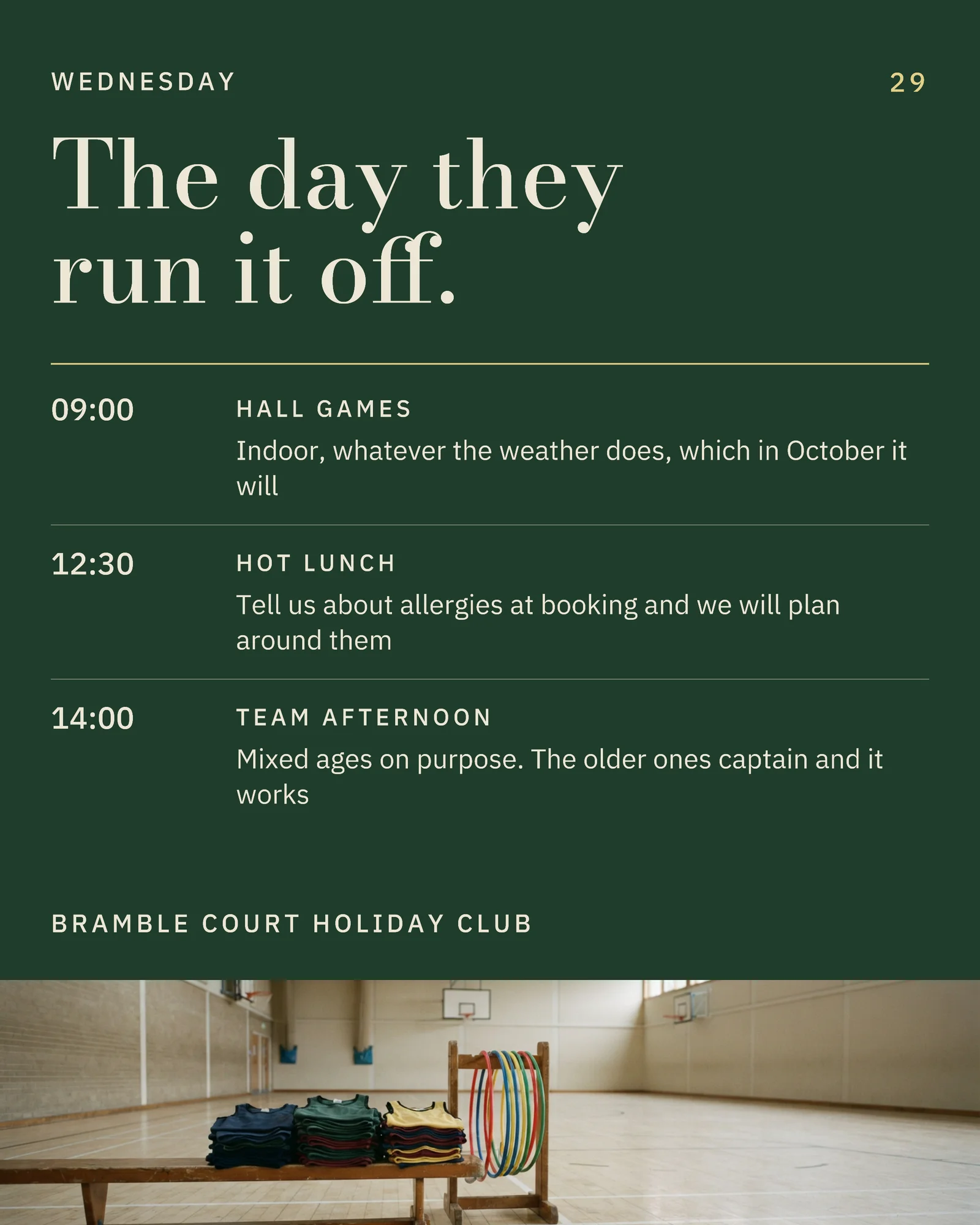 Forest Day Timetable Holiday Club Halloween Week Instagram Carousel — 5-panel Instagram carousel carousel template, page 3 of 5