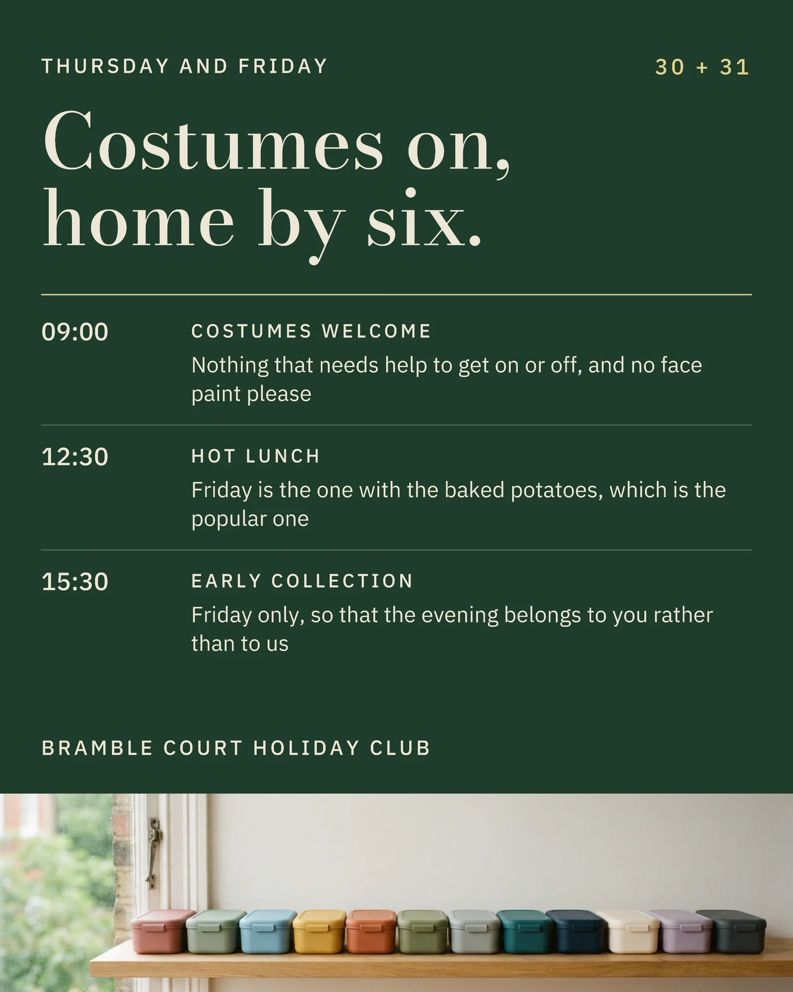 Forest Day Timetable Holiday Club Halloween Week Instagram Carousel — 5-panel Instagram carousel carousel template, page 4 of 5