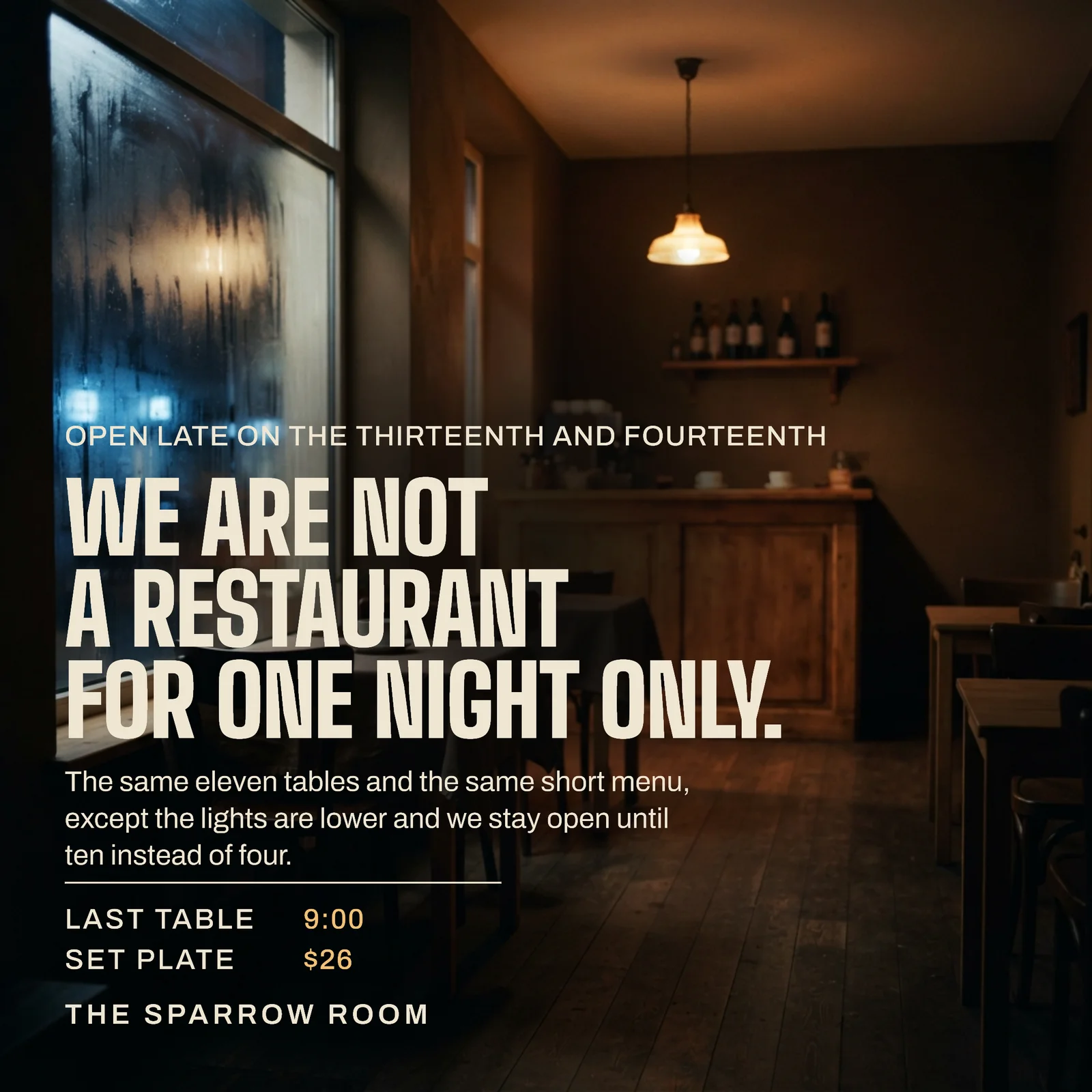 Window Blue Corner Lockup Cafe Valentines Late Opening Instagram Ad — 1:1 Instagram ad template