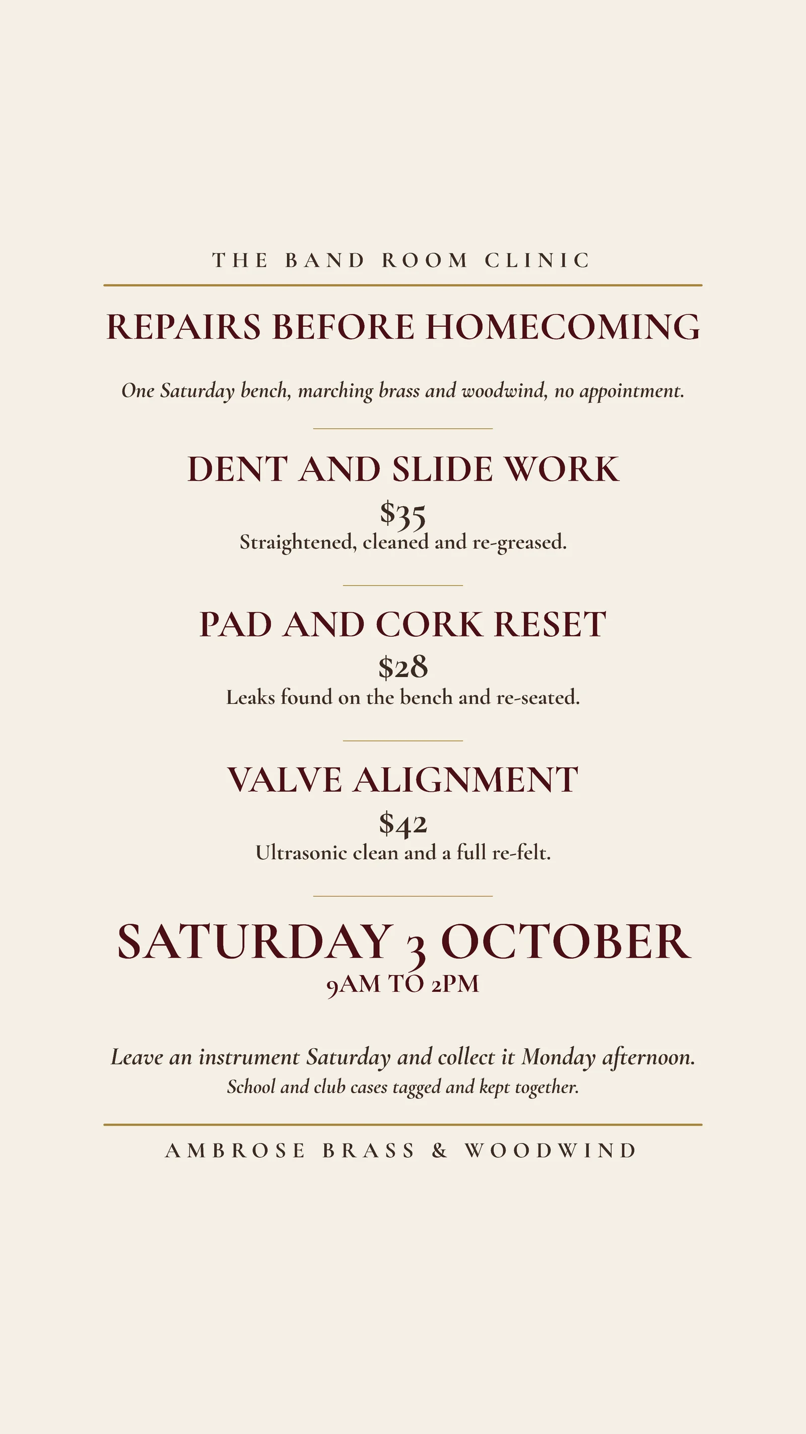 Programme Column Band Repair Clinic Facebook Story — 9:16 Facebook story template