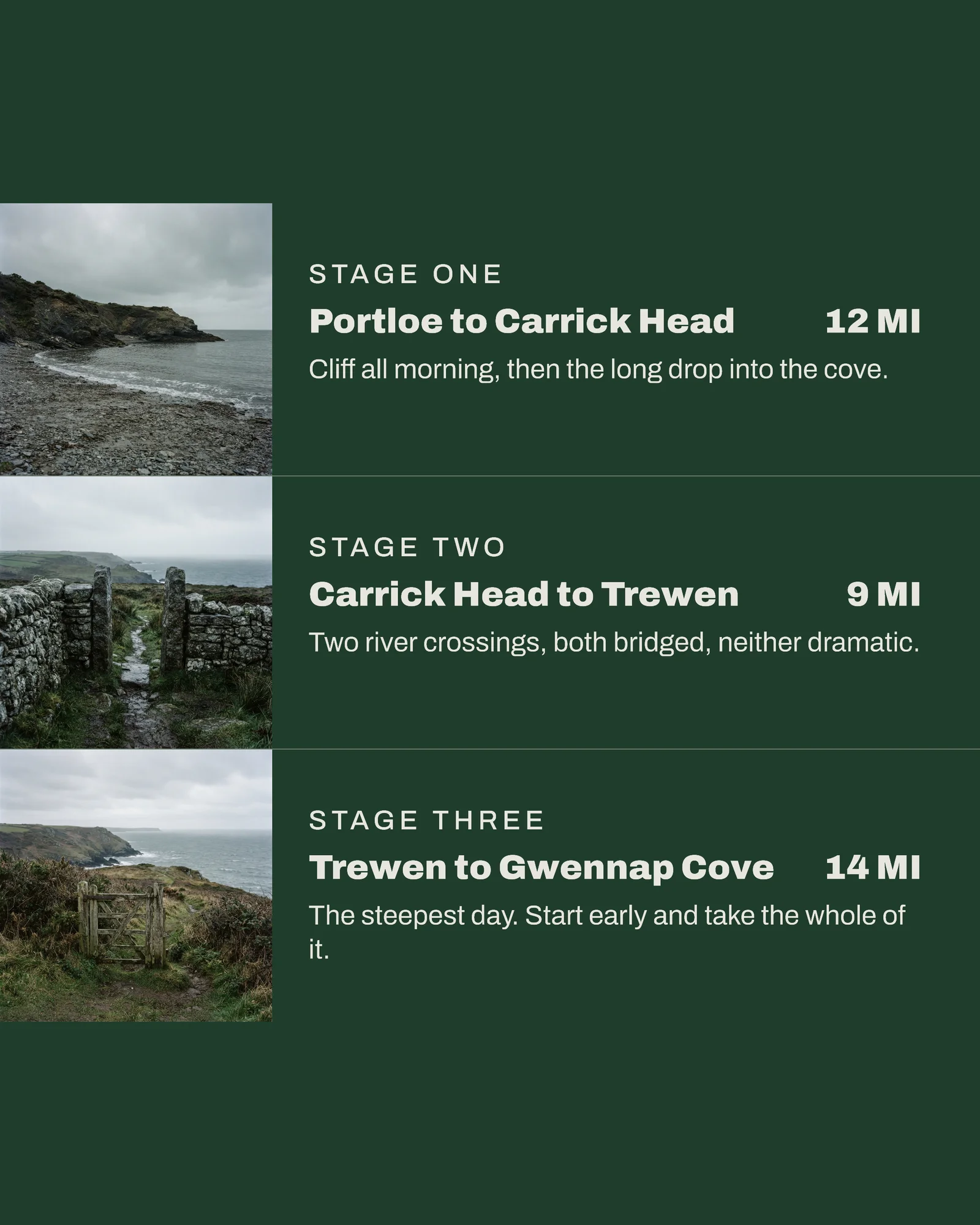 Self-Guided Coast Path Trek Stages Instagram Carousel — 4-panel Instagram carousel carousel template, page 2 of 4