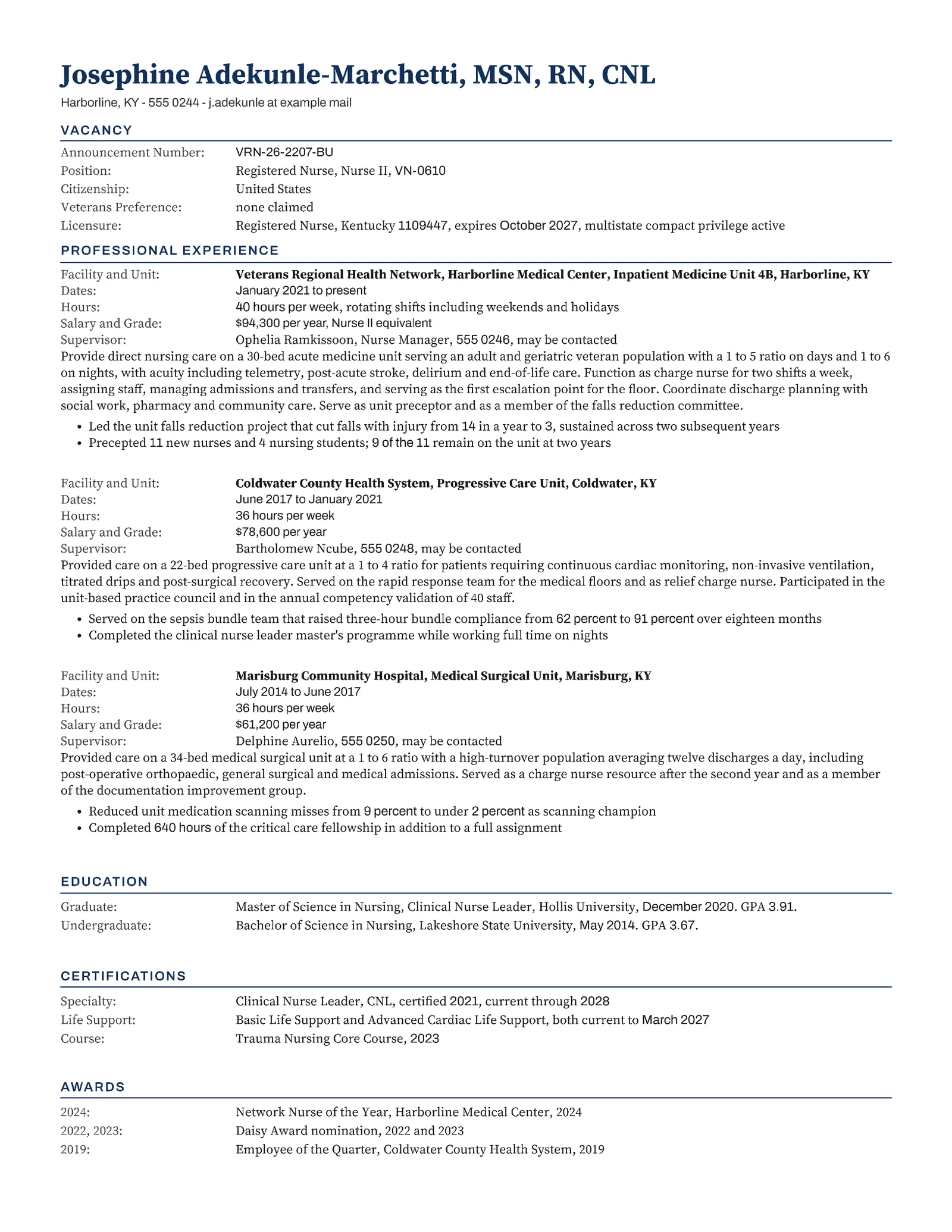 Federal Nursing Resume — Letter Resume template