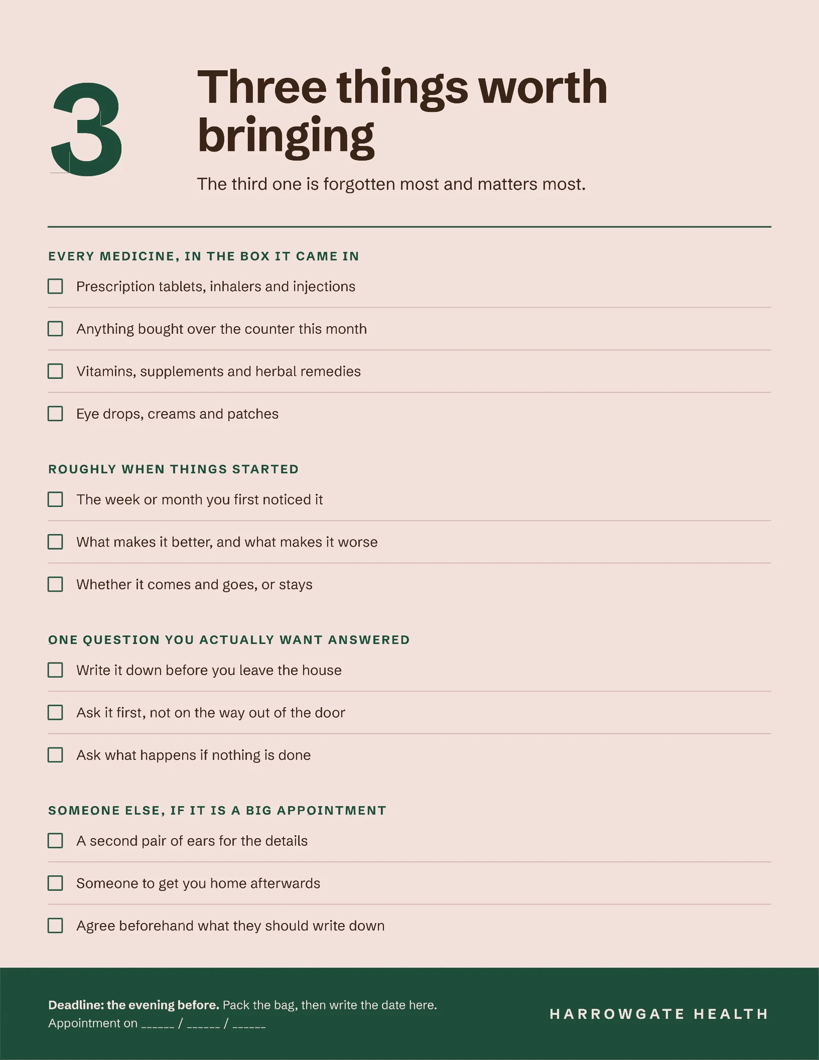 Before Appointment One Pager — 2-page One pager template, page 1 of 2