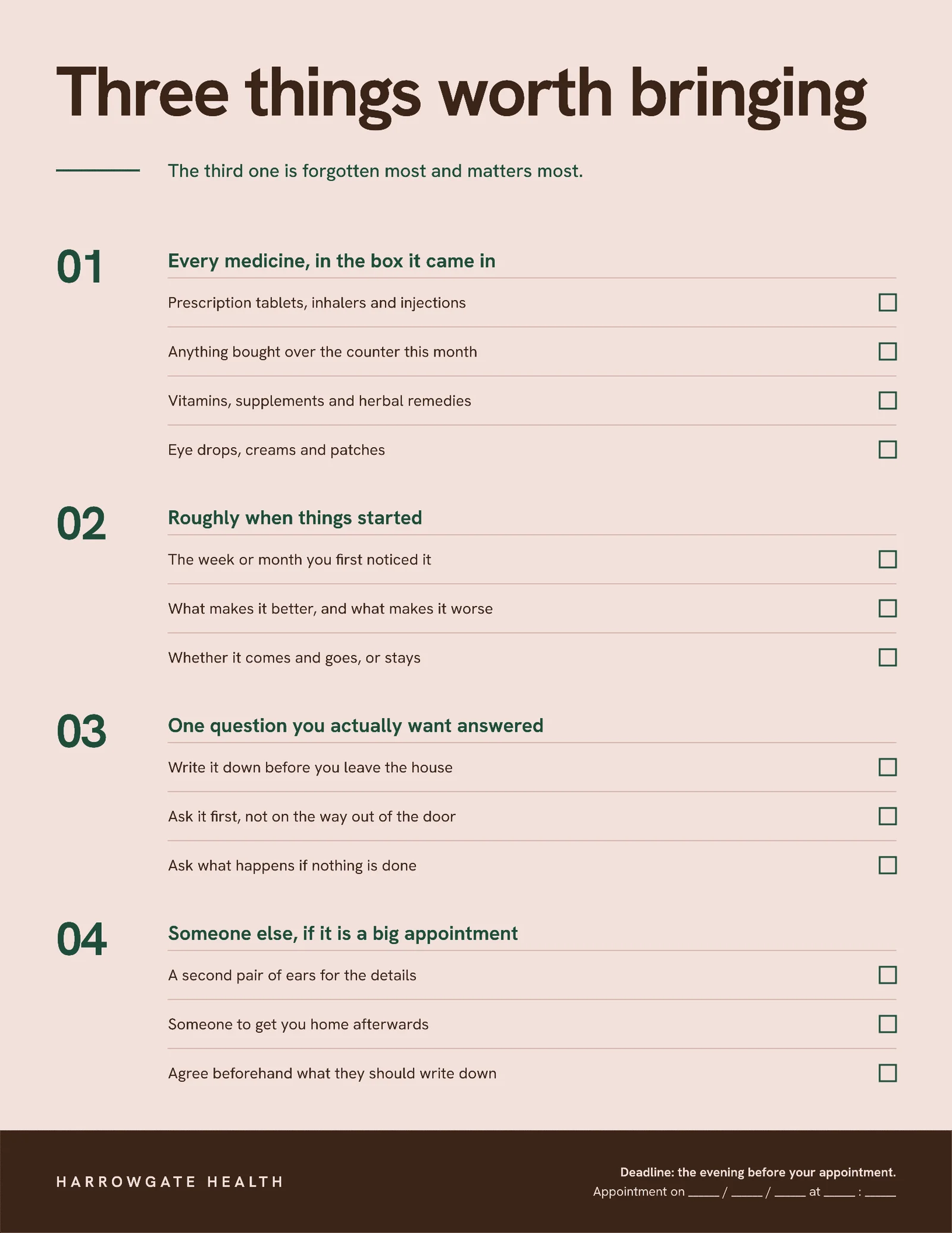 Before Appointment One Pager — 2-page One pager template, page 2 of 2