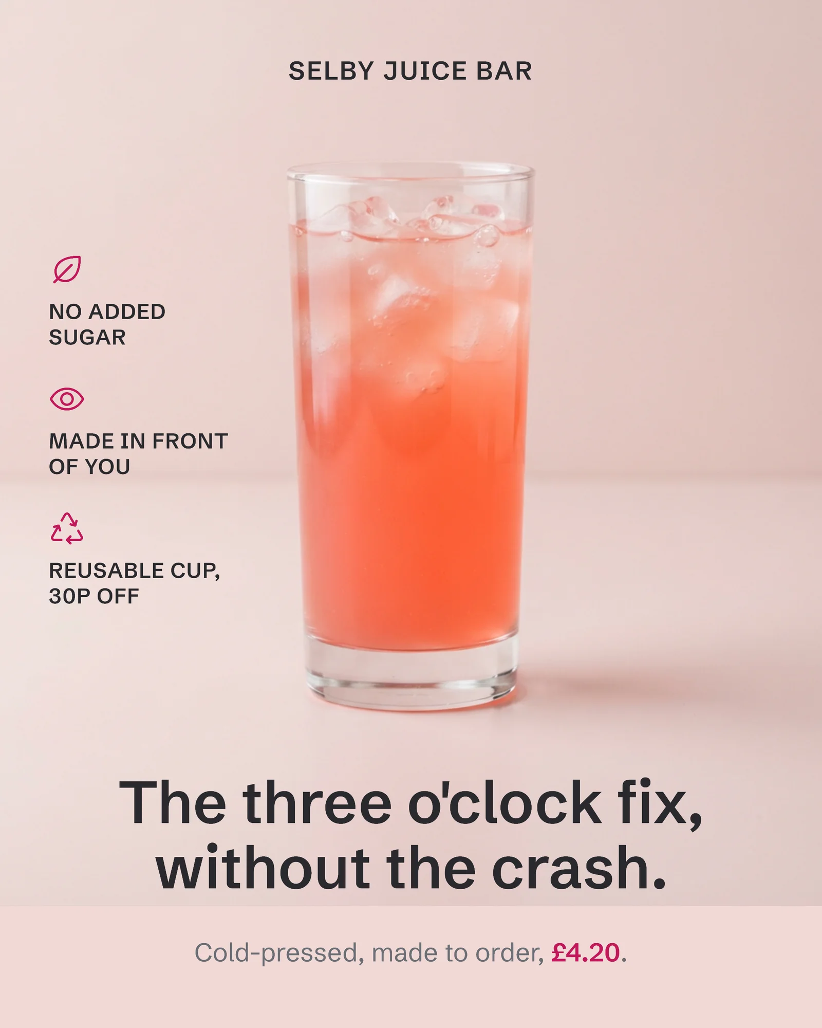 Blush ground juice glass — 4:5 Instagram ad template