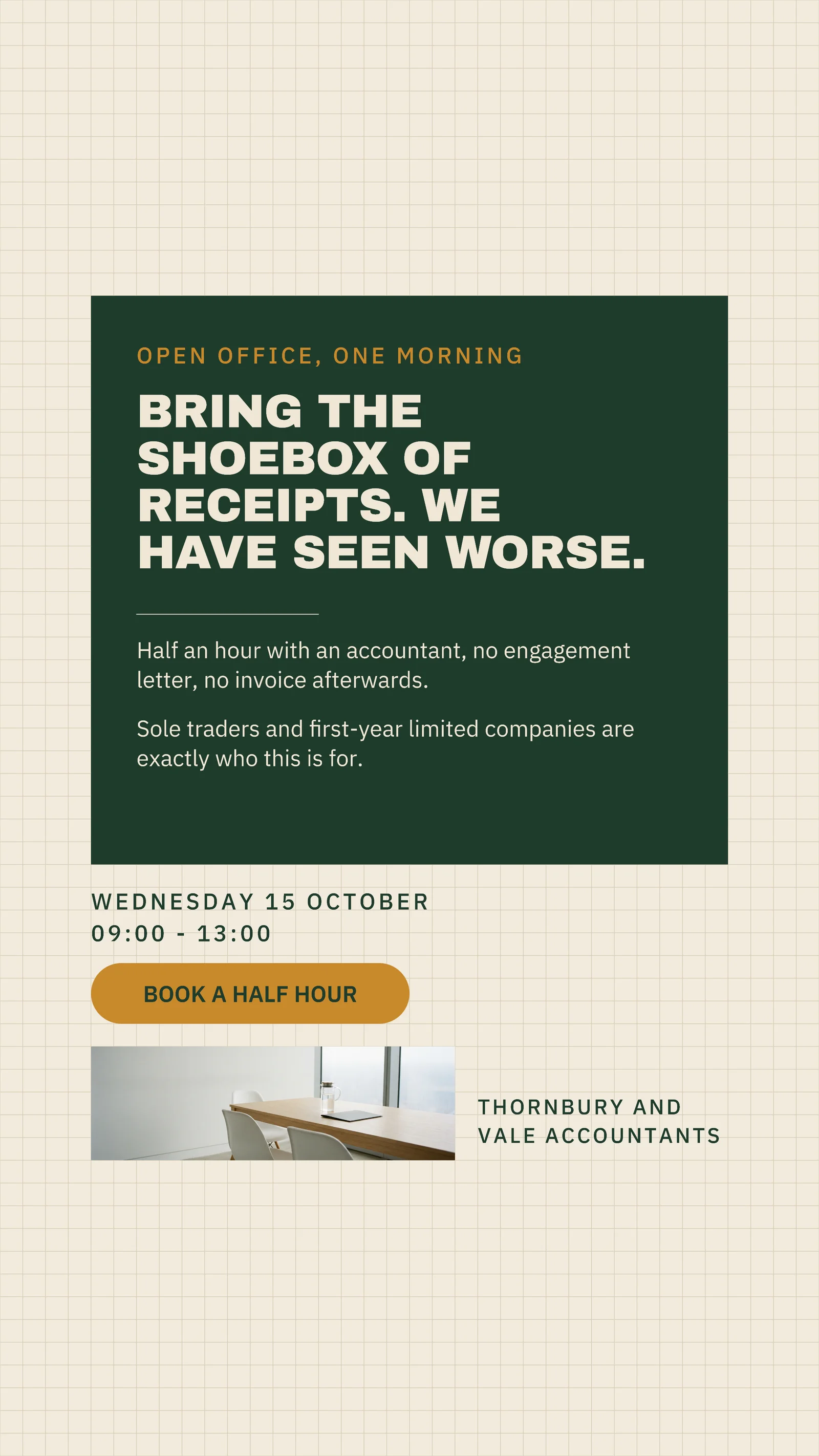 Oat Forest Ruled Field Accountants Open Office Morning Instagram Story — 9:16 Instagram story template