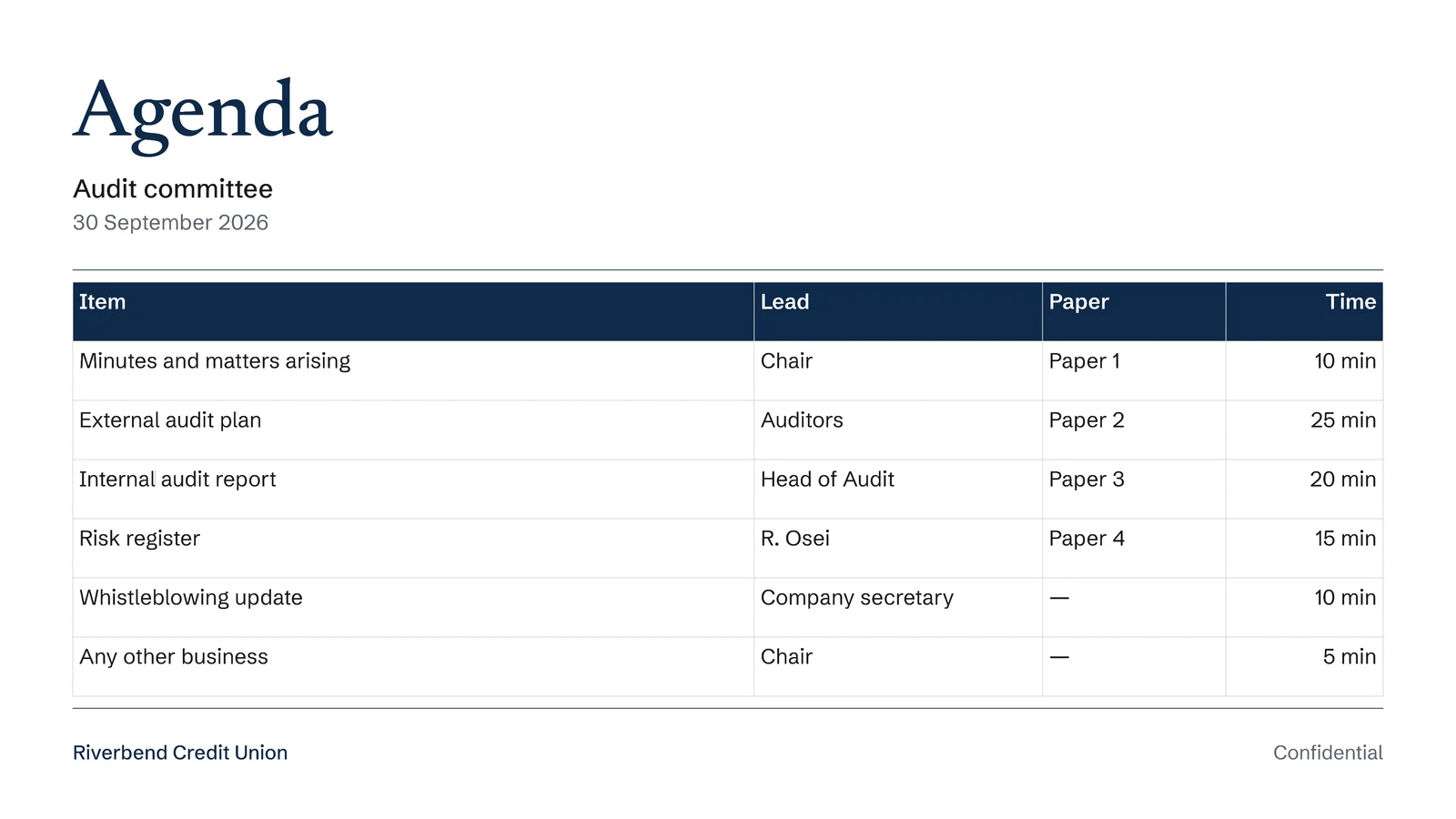 Agenda With Papers Slide — 16:9 Slide template